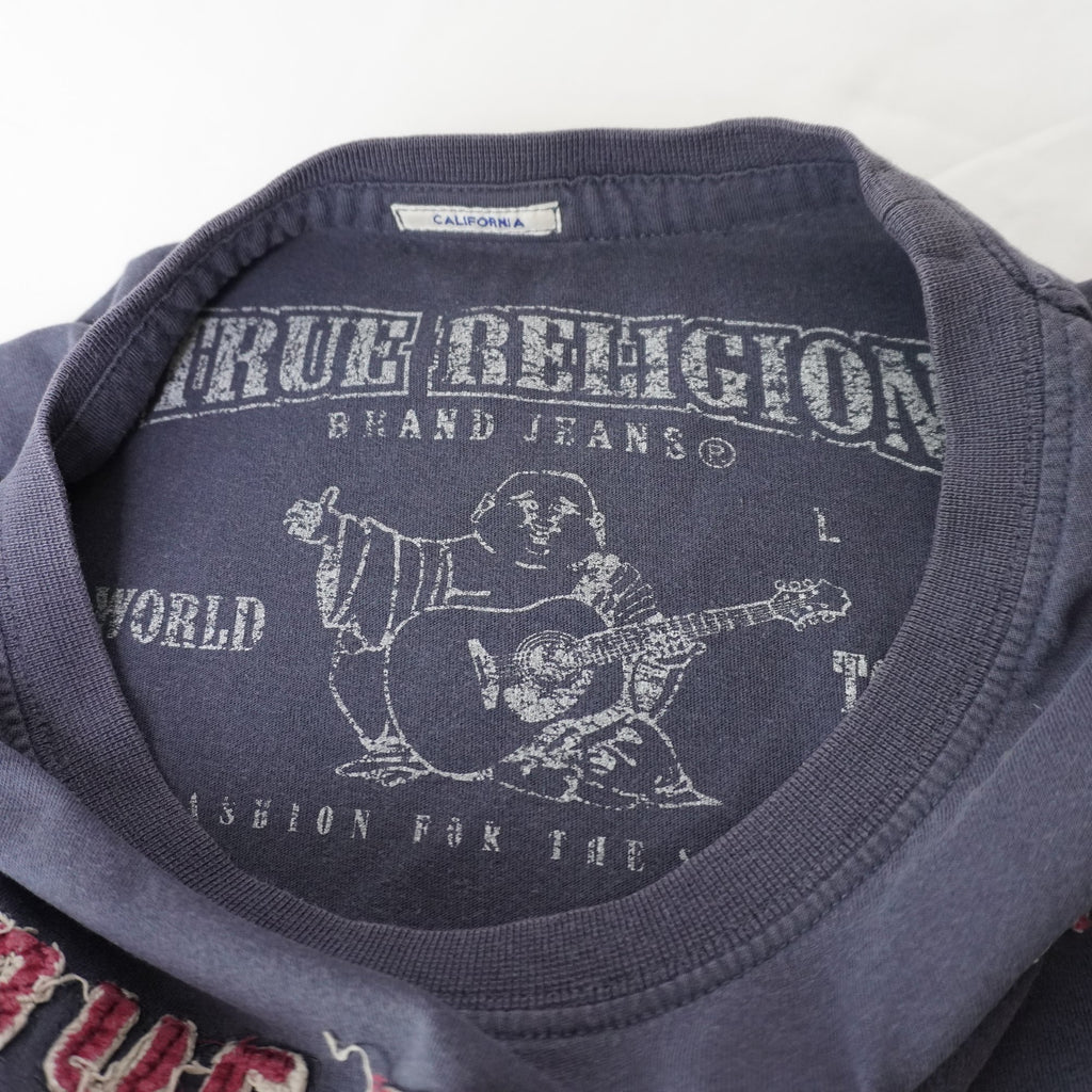 Camiseta de Manga Corta True Religión para Hombre Usada - Azul, L