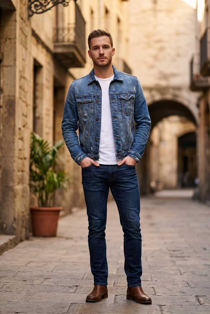 Gebrauchte Hollister Jeansjacke für Herren – Blau, L