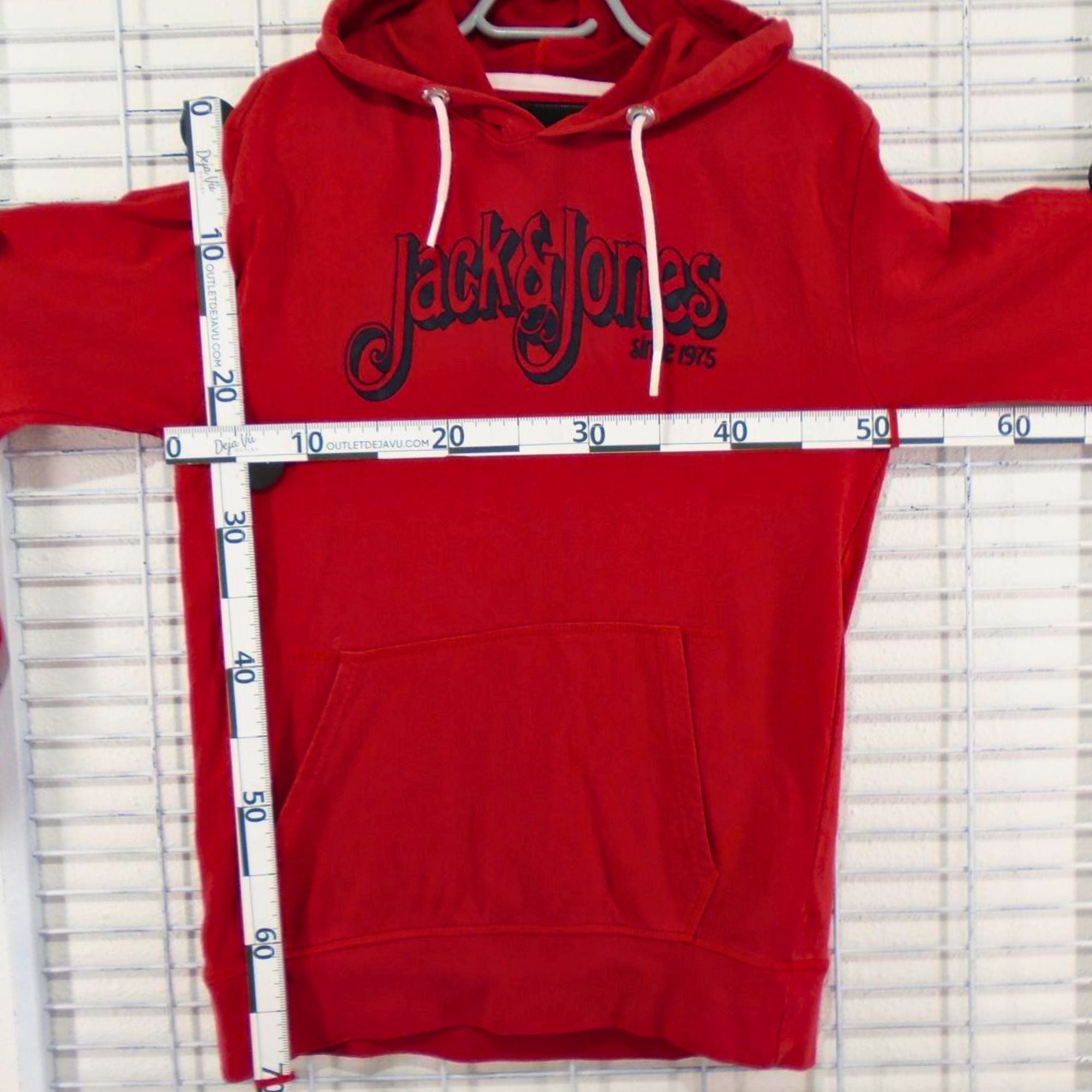 Eye-Catching Men's Jack & Jones Hoodie in Red, Size L - Used, Good Condition