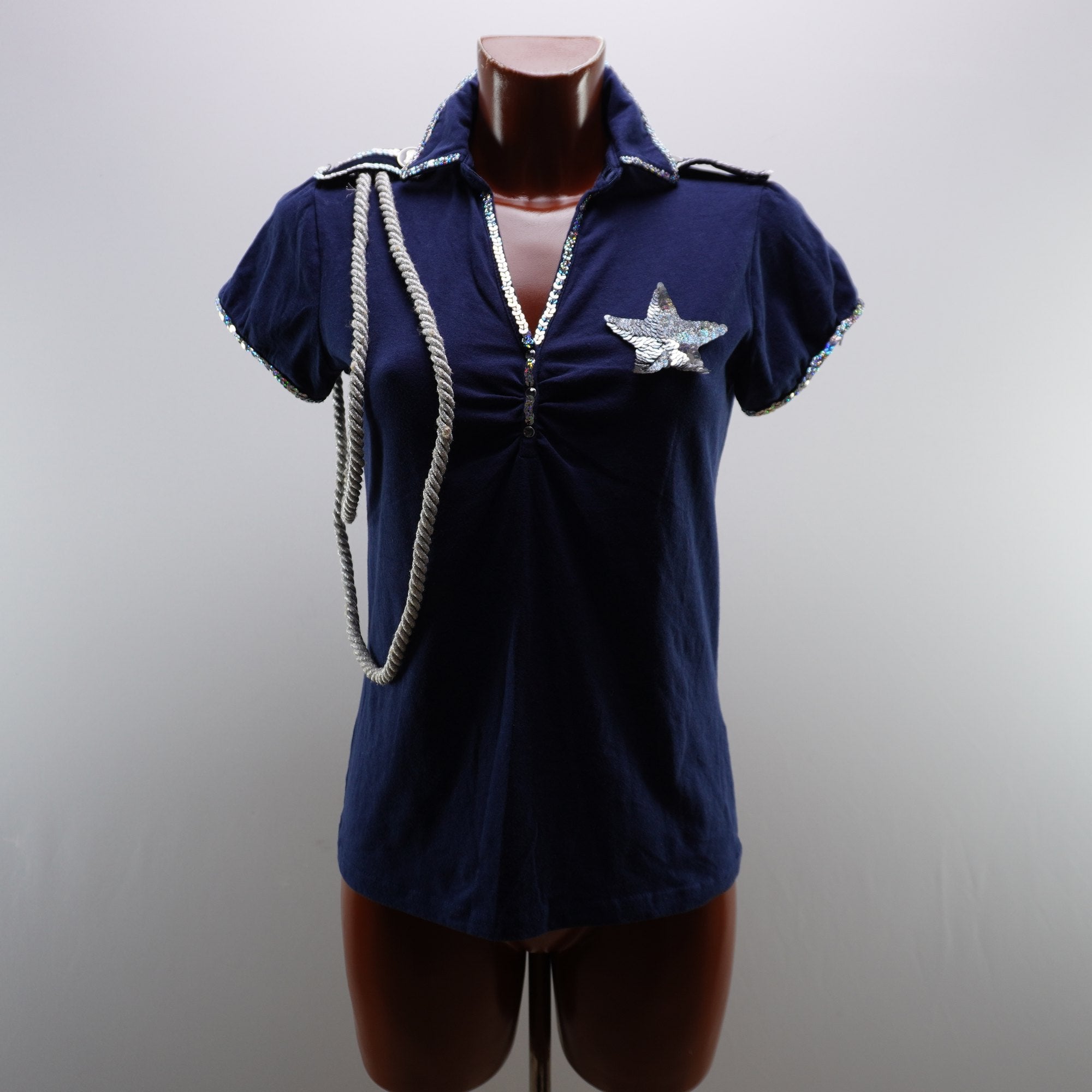 Camiseta de Manga Corta Italian Style para Mujer - Azul, M, Usada en Muy Buen Estado