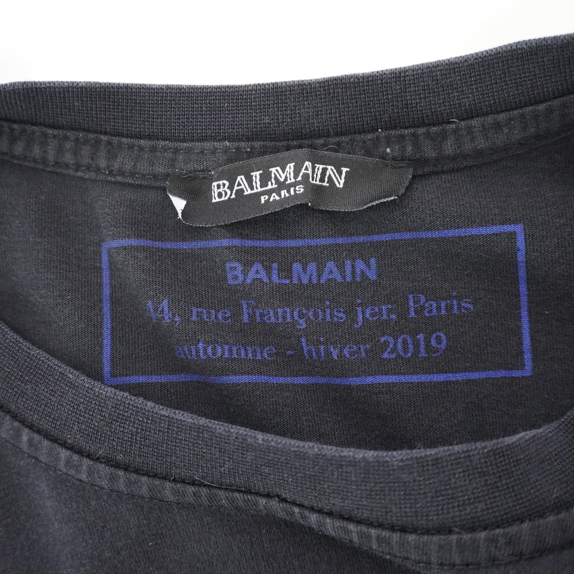Camiseta de Manga Corta Balmain para Hombre Usada - Negra, M
