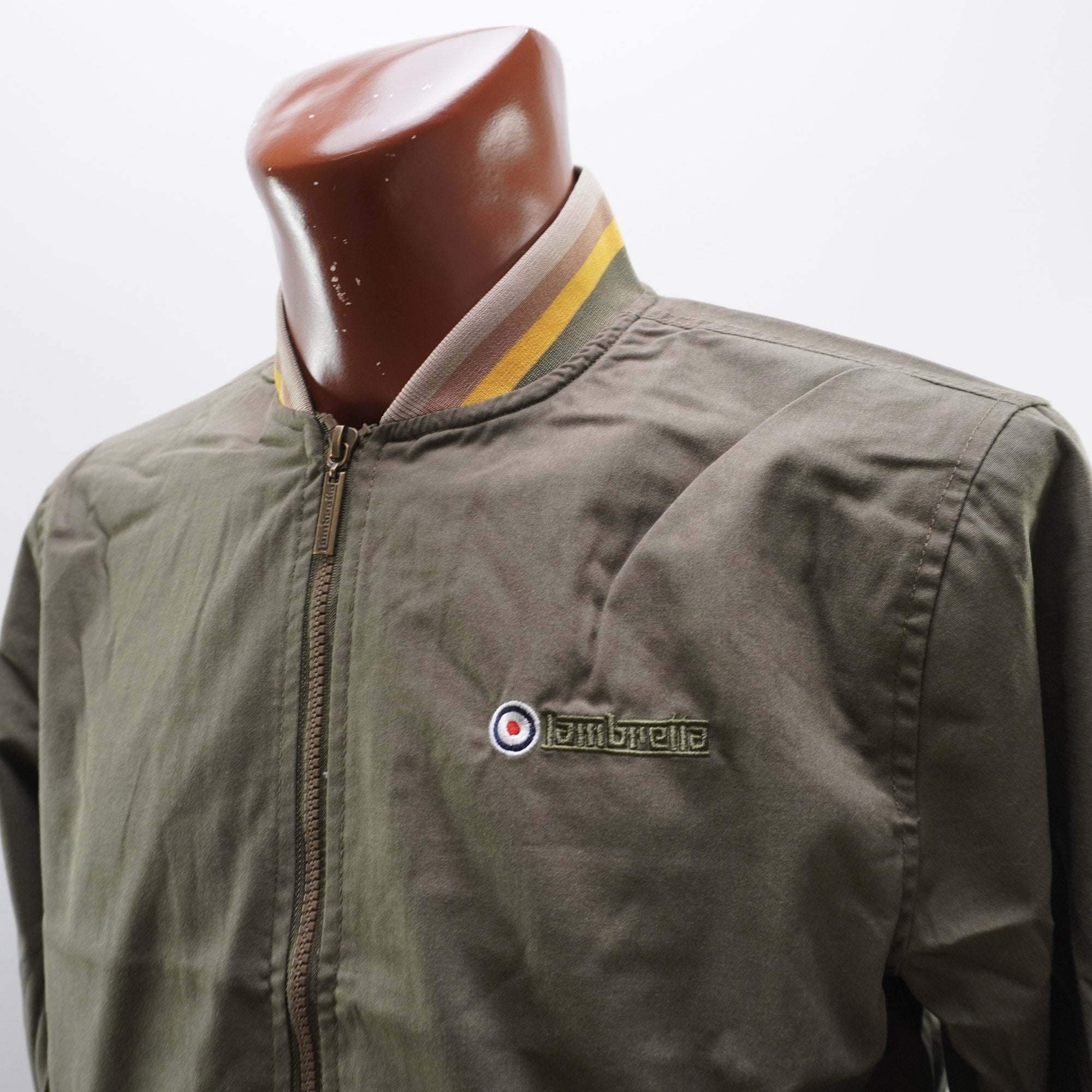 Chaqueta Bomber Lambretta para Hombre Usada - Beige y Marrón, M