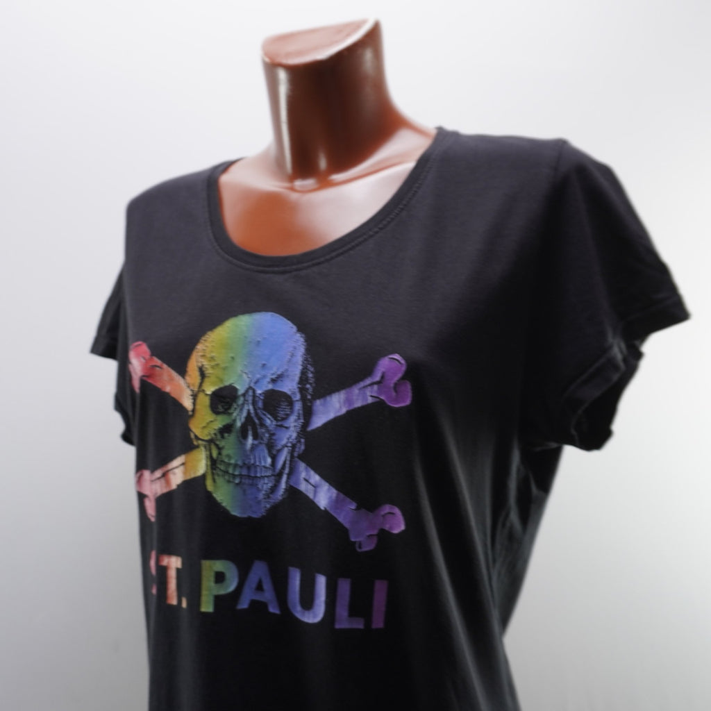 Camiseta de Manga Corta St. Pauli para Mujer - Negra, XL, Usada en Muy Buen Estado