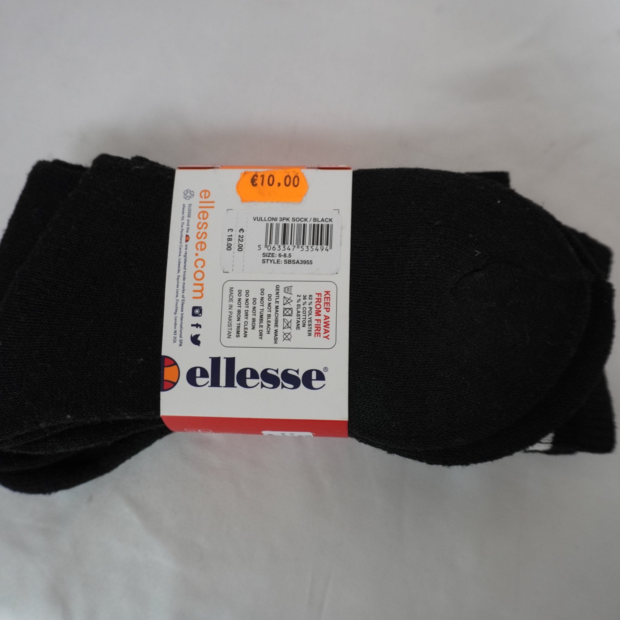 Calcetines Ellesse para Hombre Usados - Negros, Algodón