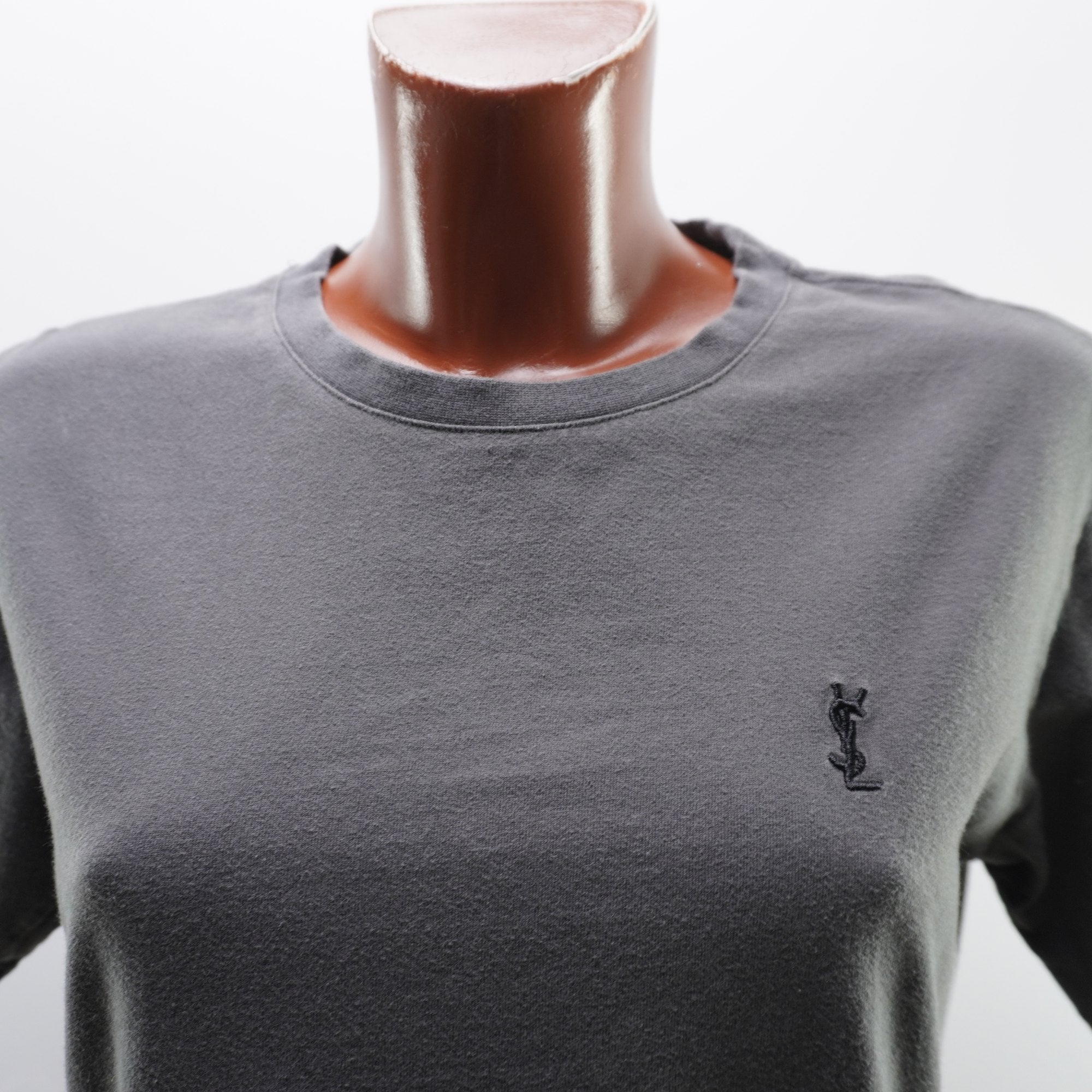 Camiseta de Manga Corta Yves Saint Laurent para Mujer - Gris, M, Usada en Muy Buen Estado