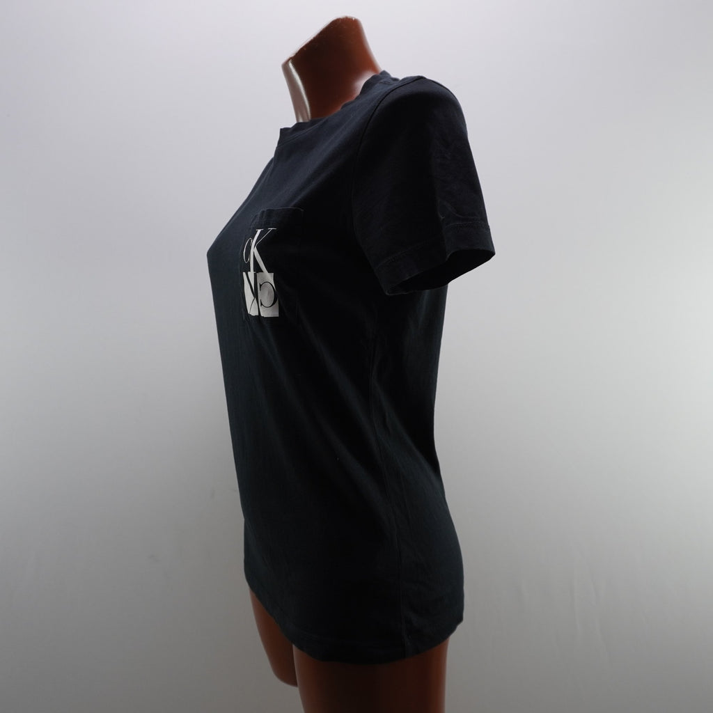 Camiseta de Manga Corta Calvin Klein para Mujer - Negra, XS - Usada en Muy Buen Estado