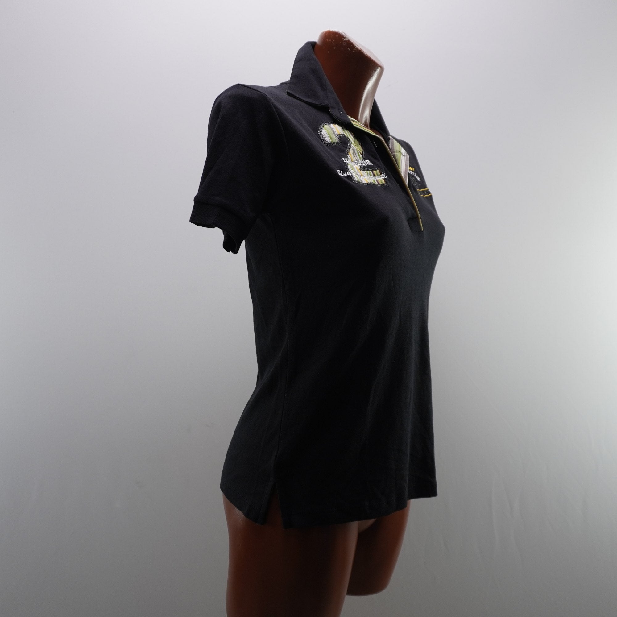 Camiseta de Manga Corta La Martina para Mujer Usada - Negro, XXL