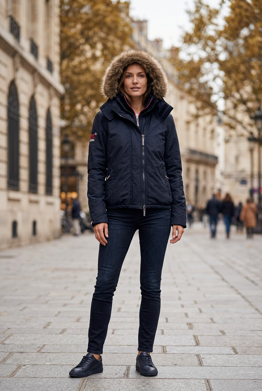 Parka Superdry para Mujer Usada - Negra, XL