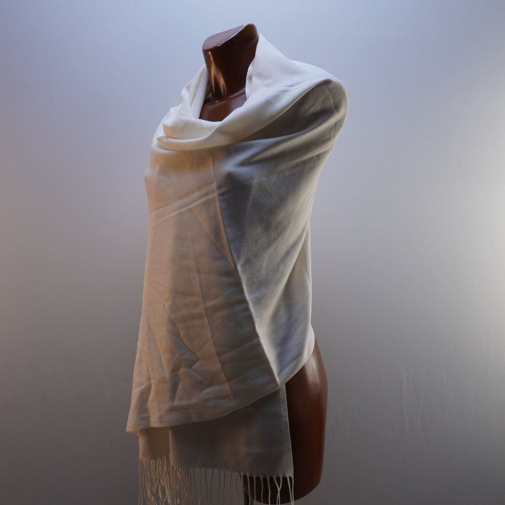 Bufanda Cashmere para Mujer Usada - Blanca, Muy Buen Estado