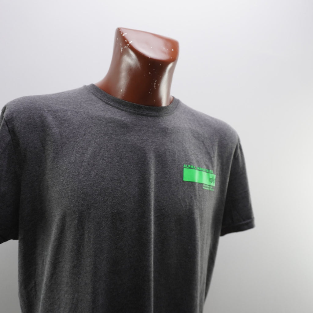 Camiseta de Manga Corta Alpha Industries para Hombre Usada - Gris, XXL