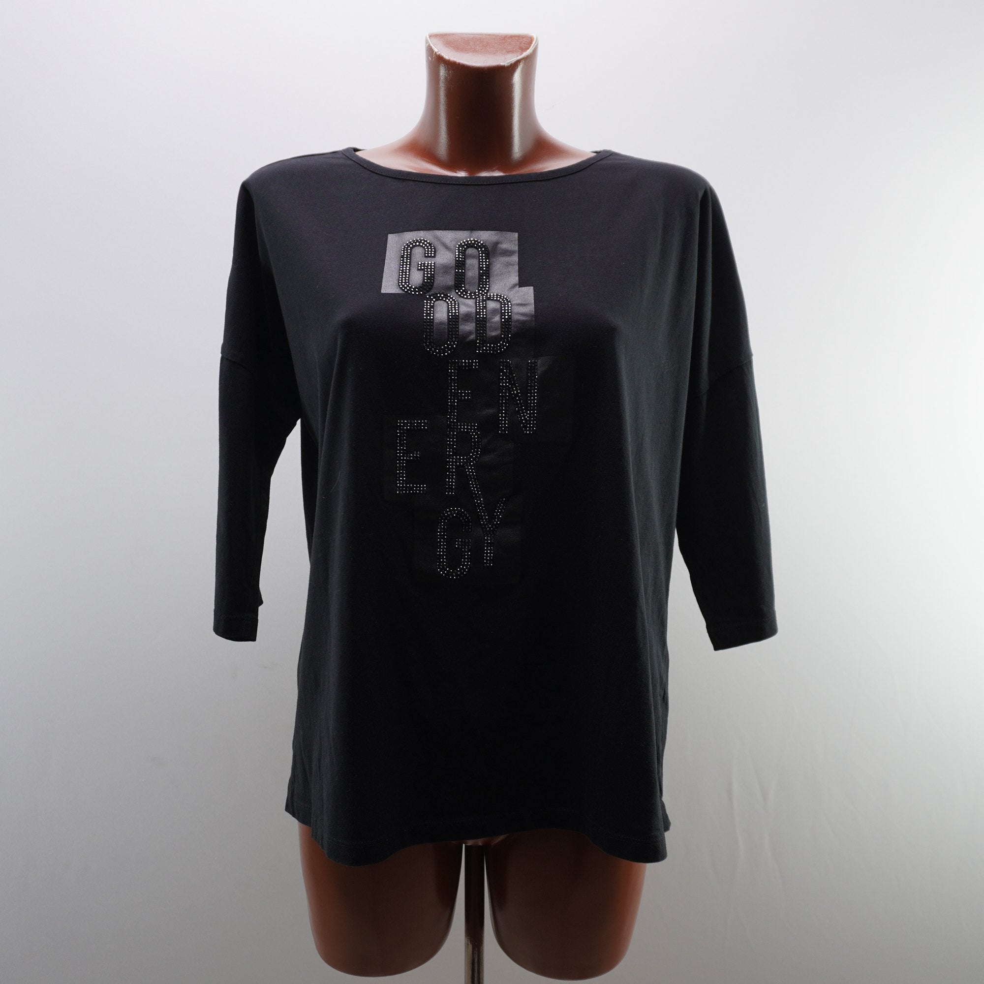 Camiseta de Manga Corta Cartoon para Mujer - Negra, XL - Usada en Muy Buen Estado