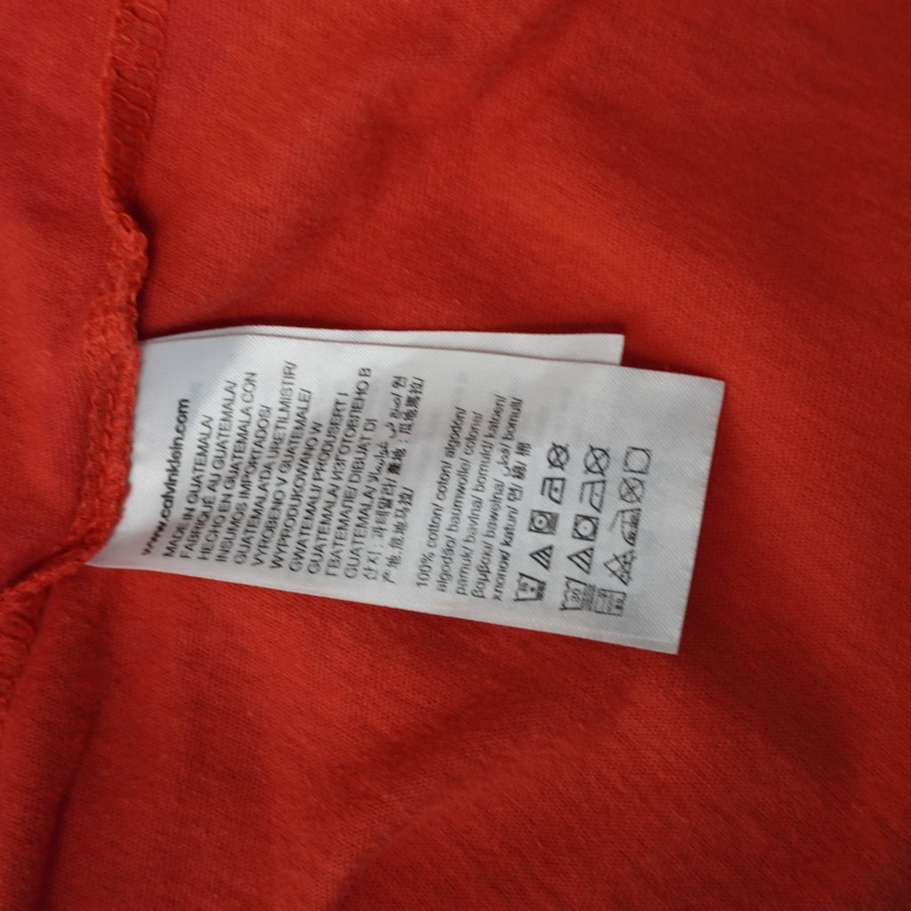 Camiseta de Manga Corta Calvin Klein para Hombre - Naranja, L, Usada en Muy Buen Estado