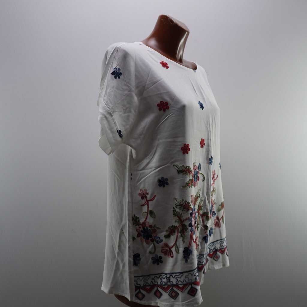 Camiseta de Manga Corta Italian Style para Mujer - Blanco, L, Usada en Muy Buen Estado