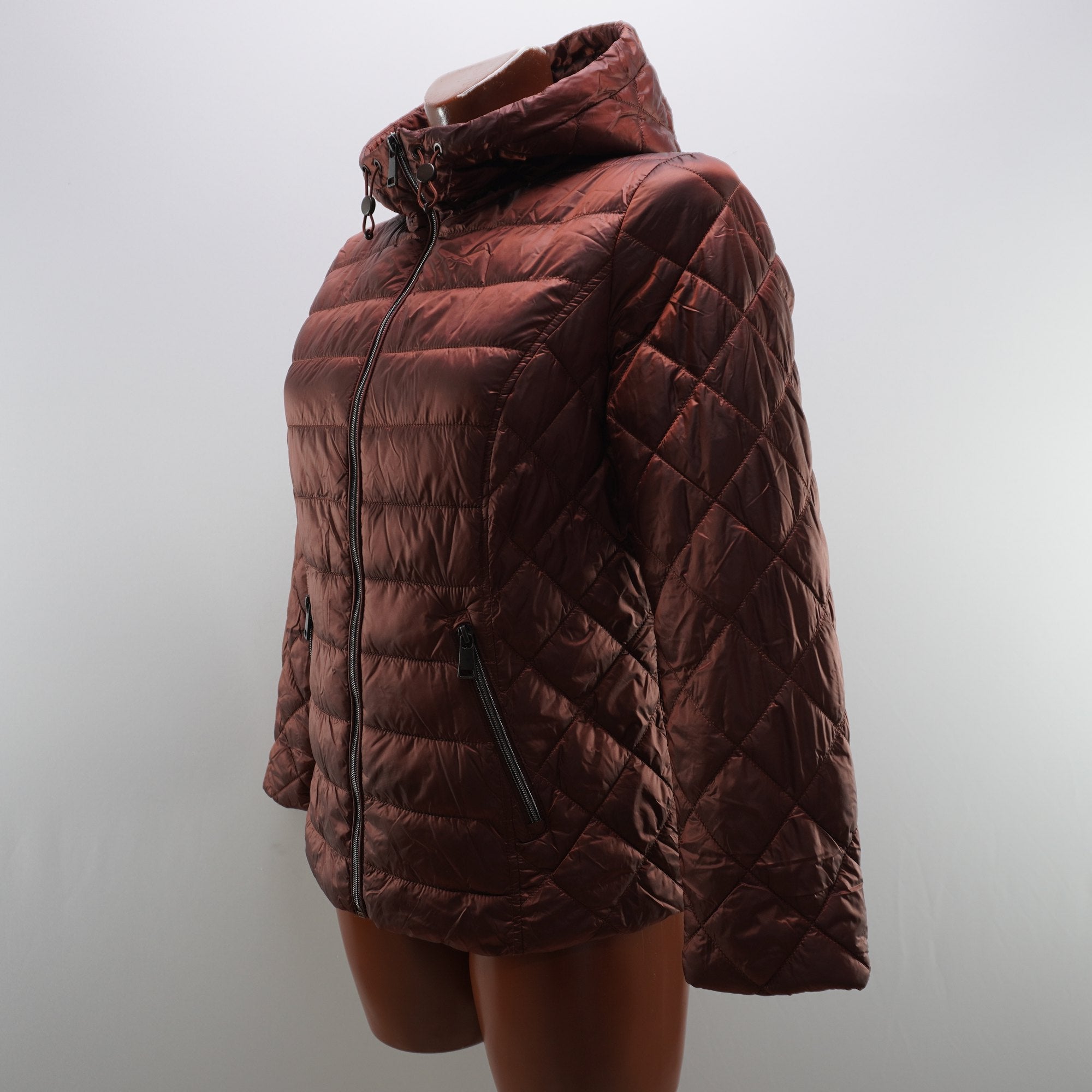 Chaqueta Acolchada Punto Roma para Mujer Usada - Marrón, S