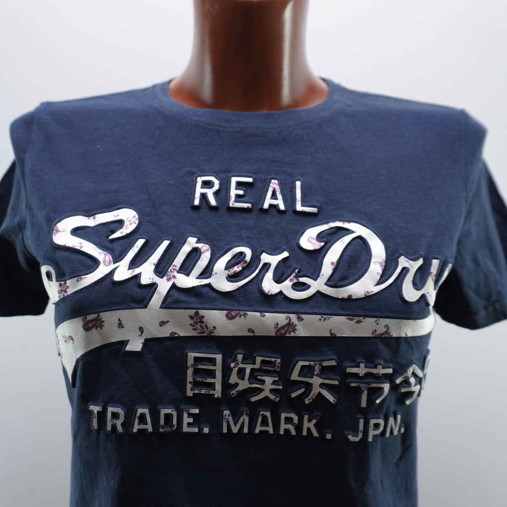 Camiseta de Manga Corta Superdry para Mujer - Azul Marino, S (Usada en Muy Buen Estado)