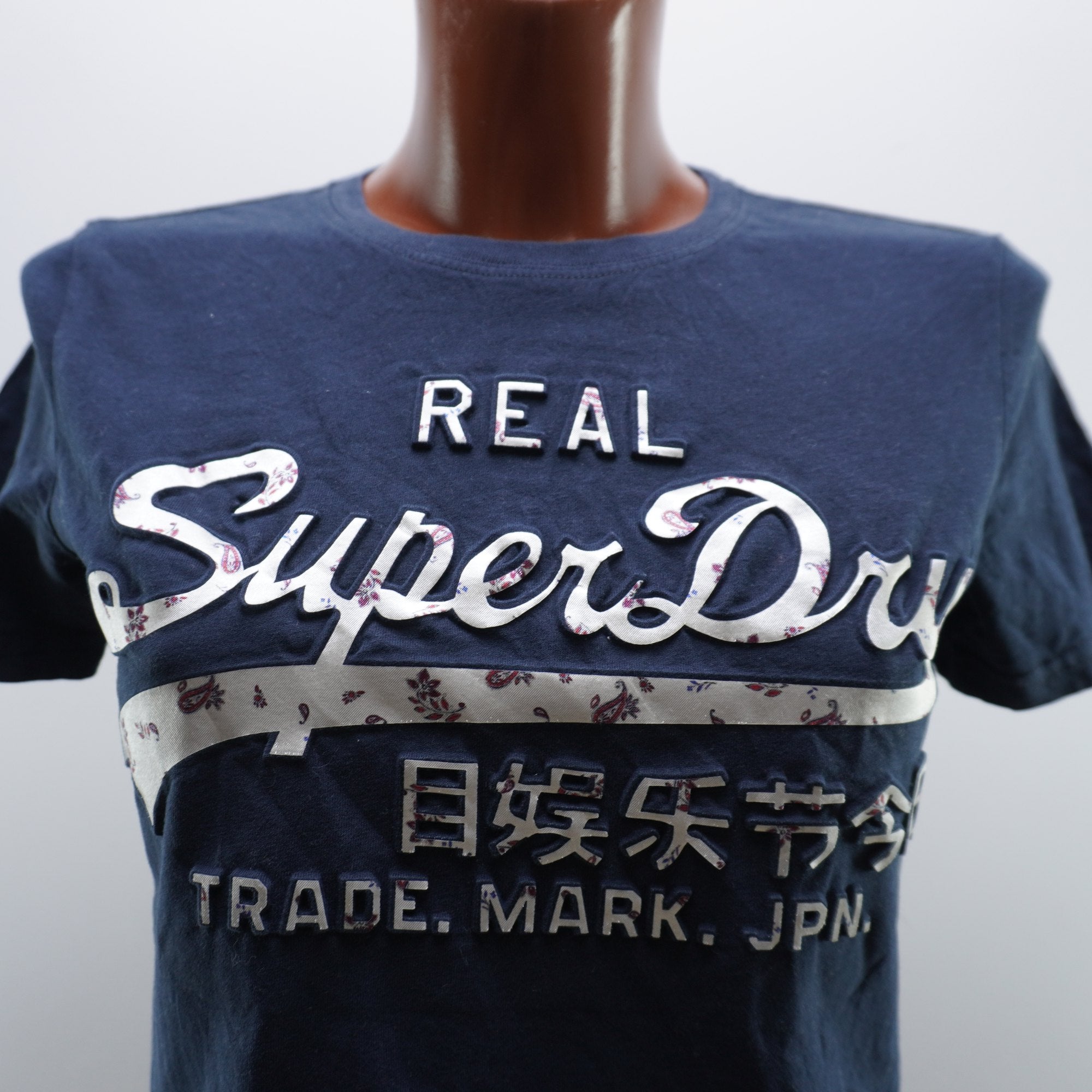 Camiseta de Manga Corta Superdry para Mujer - Azul Marino, S (Usada en Muy Buen Estado)