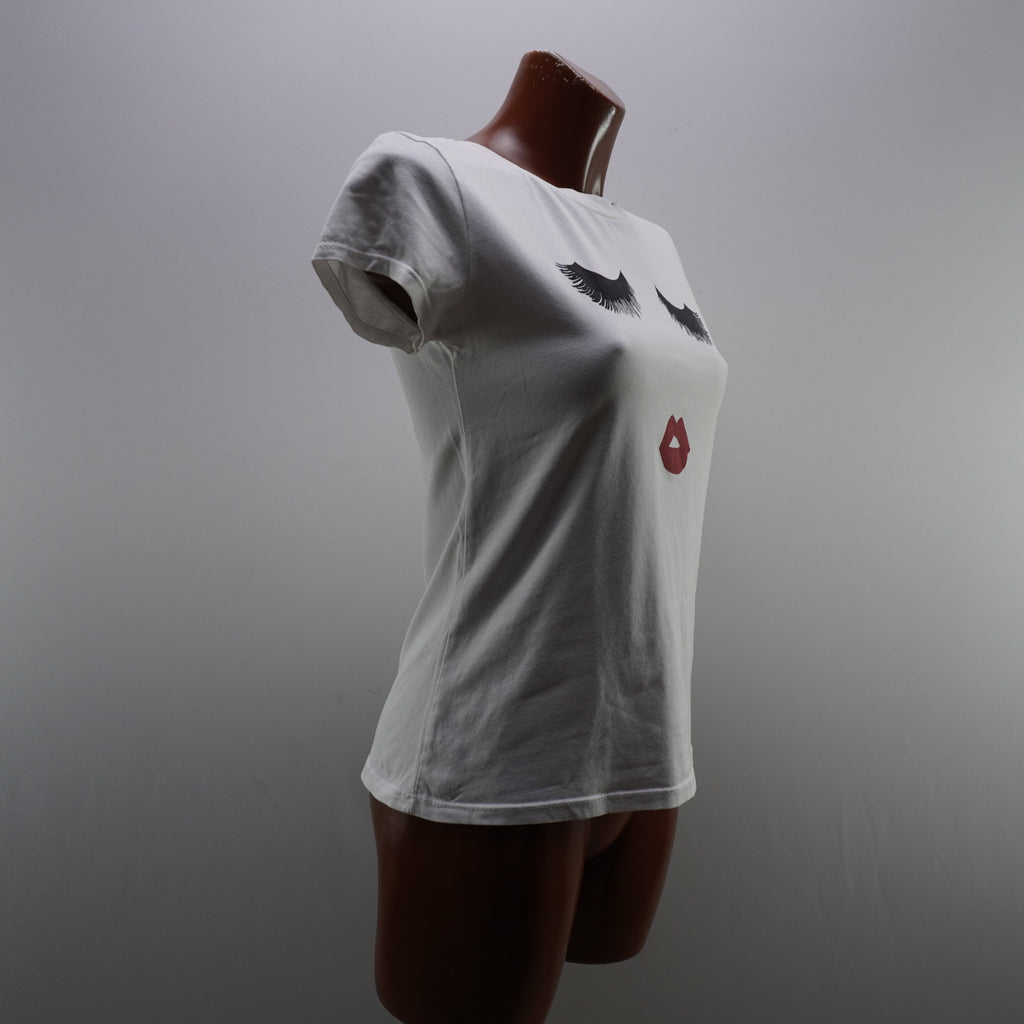 Camiseta de Manga Corta Rose Blu Candida para Mujer - Blanco, M (Usada en Muy Buen Estado)