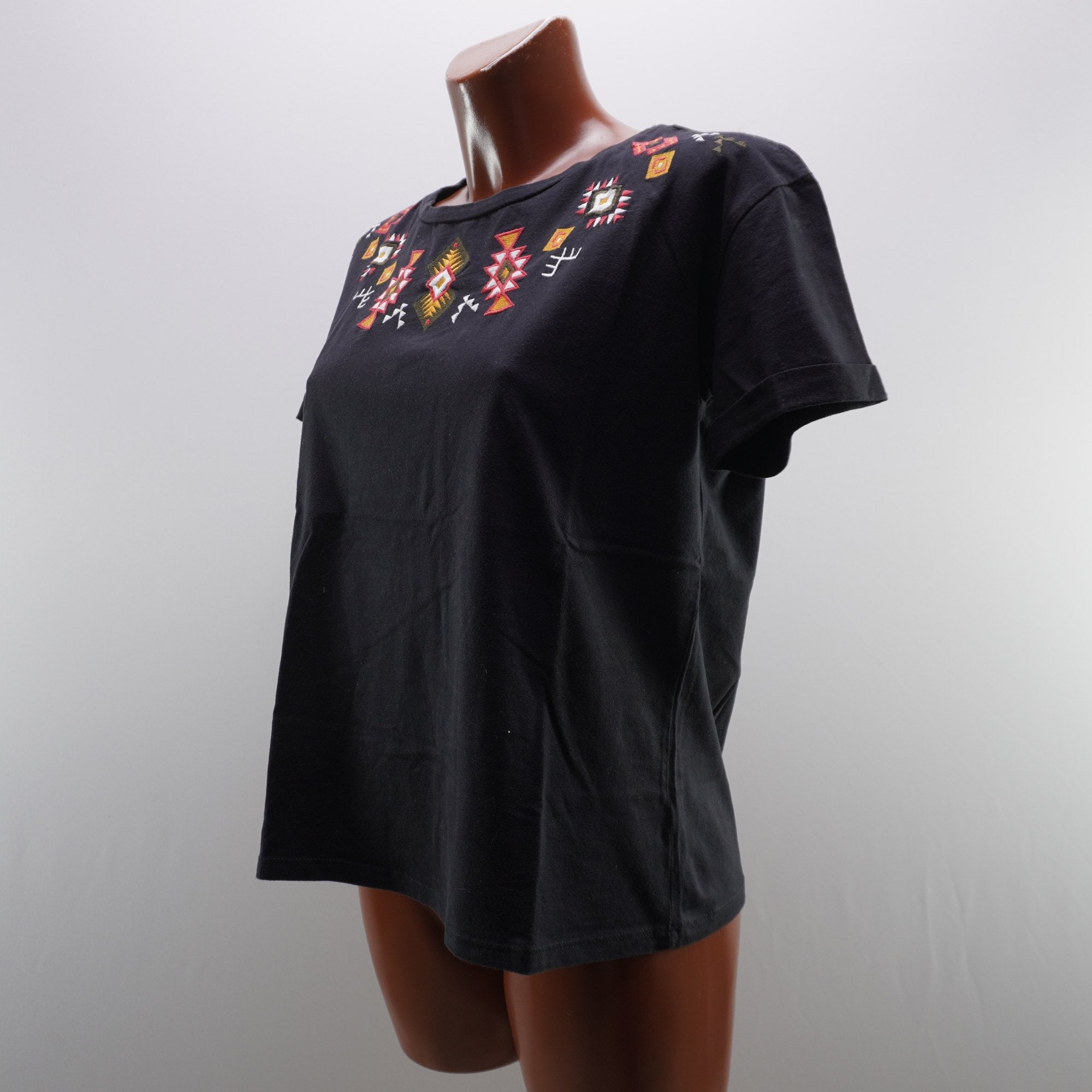 Camiseta de Manga Corta Hands para Mujer - Negro, M (Usada en Muy Buen Estado)