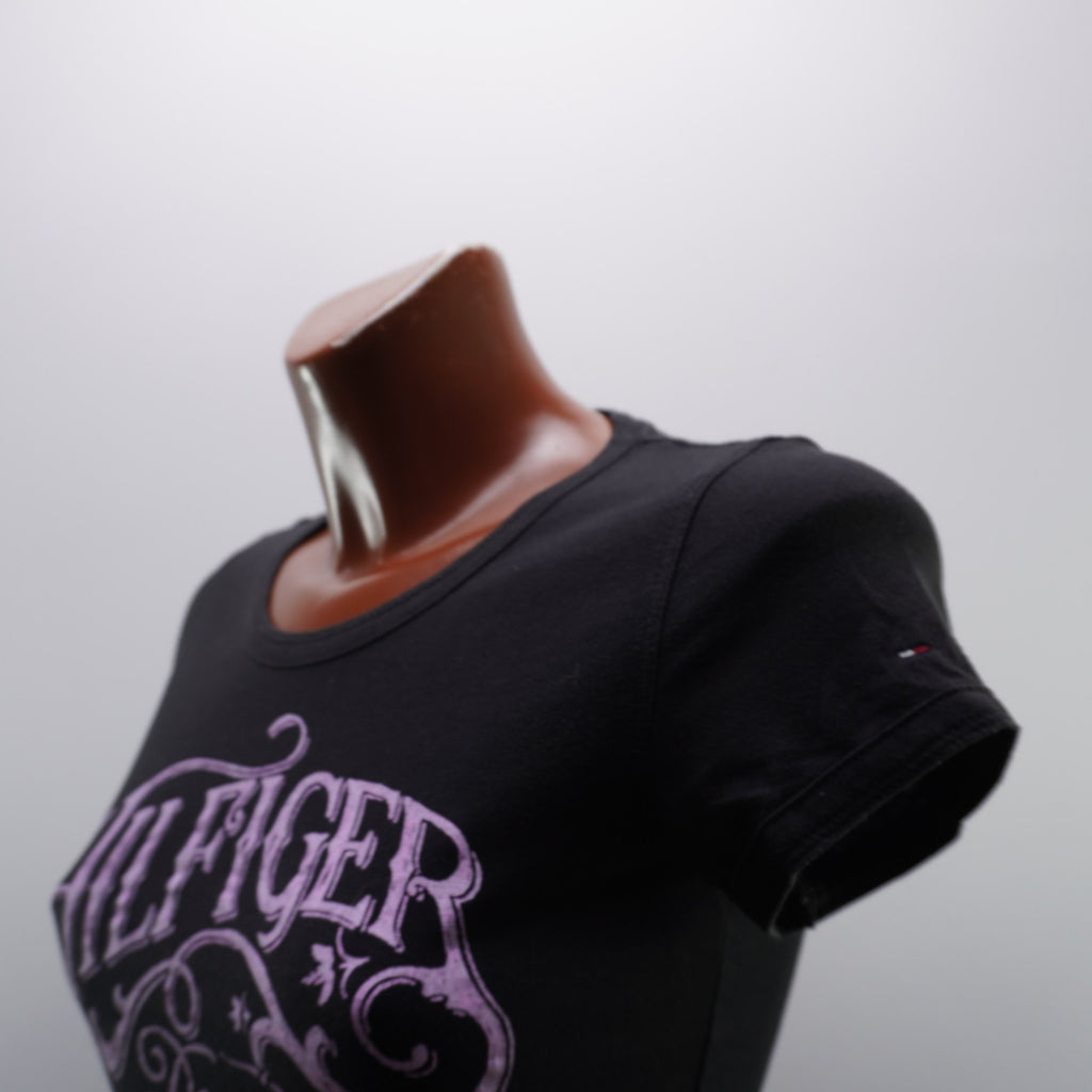 Camiseta de Manga Corta Tommy Hilfiger para Mujer - Negra, S, Usada en Muy Buen Estado