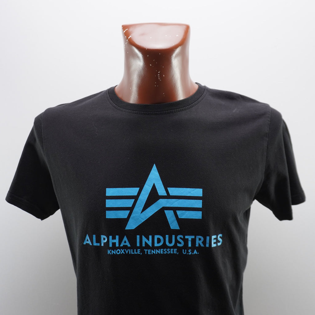 Camiseta de Manga Corta Alpha Industries para Hombre Usada - Negra, Mediana