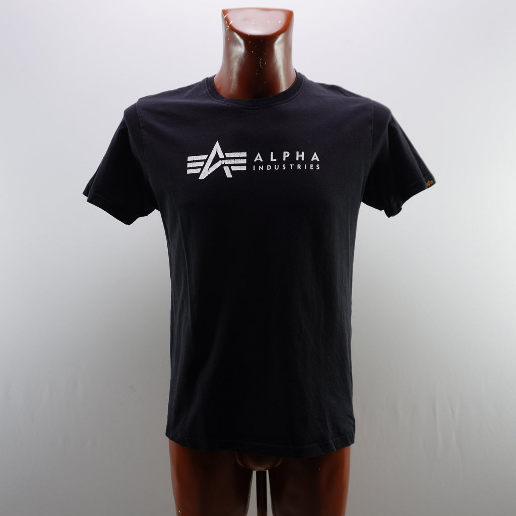 Camiseta de Manga Corta Alpha Industries para Hombre - Negra, M, Usada en Muy Buen Estado