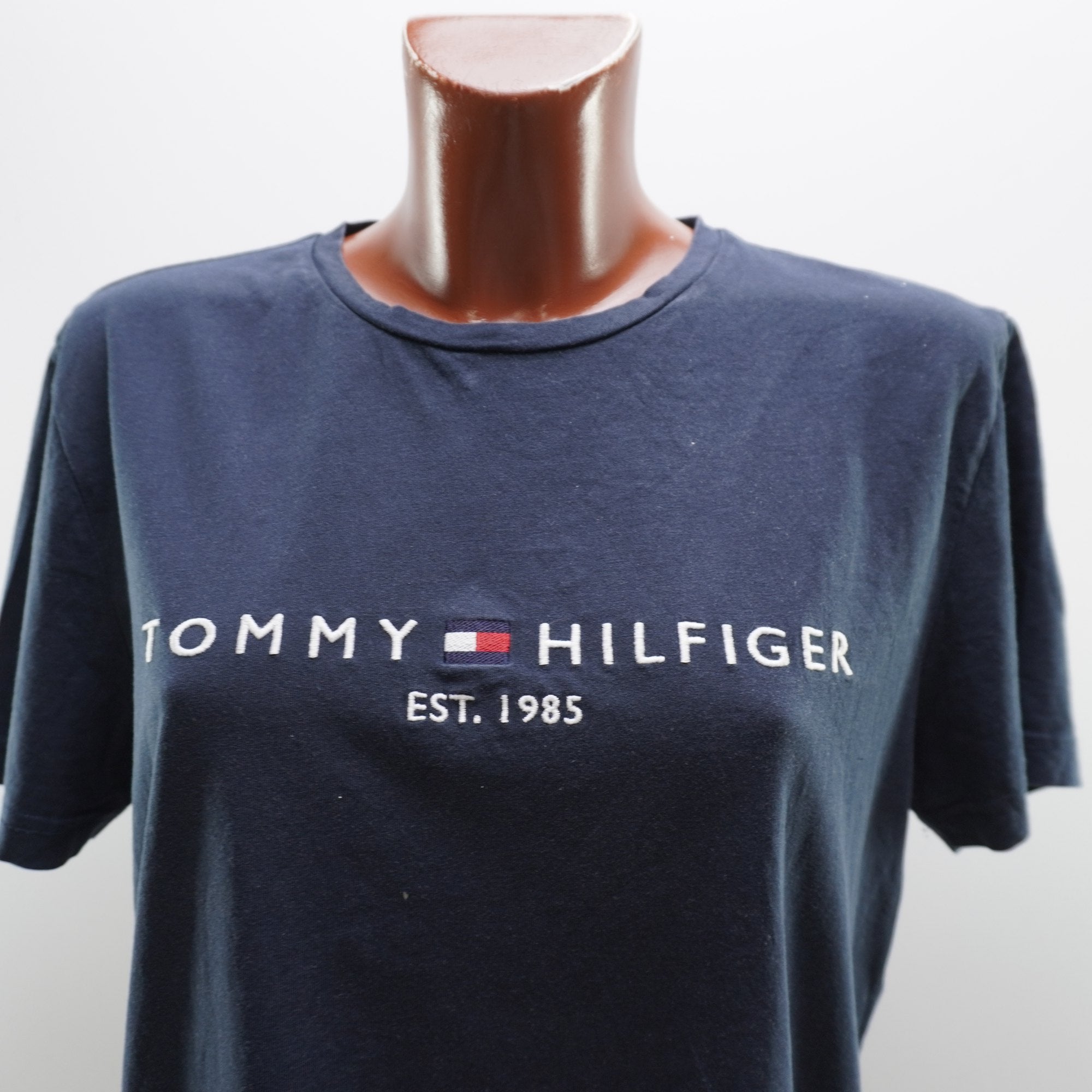 Camiseta de Manga Corta Tommy Hilfiger para Mujer Usada - Azul Marino, L