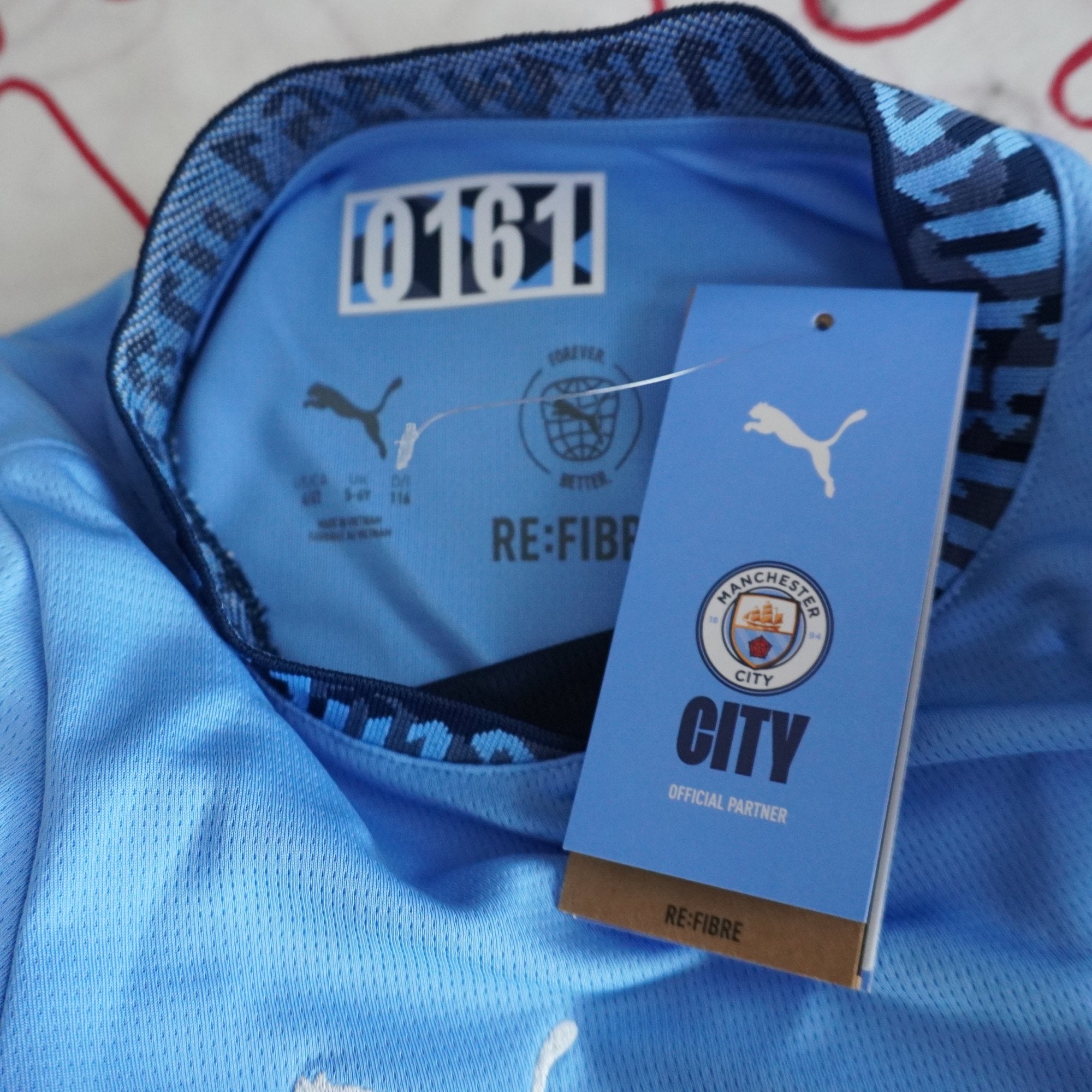 Camiseta de Manga Corta Puma Manchester para Niños Usada - Azul, Talla 116