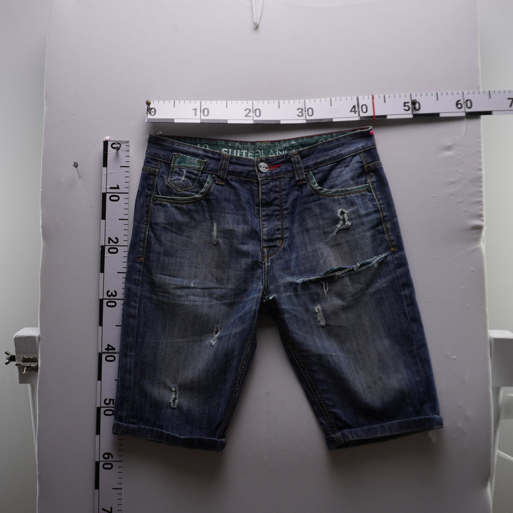 Pantalones Cortos Vaqueros Suite Blanco para Hombre Usados - Azul, M