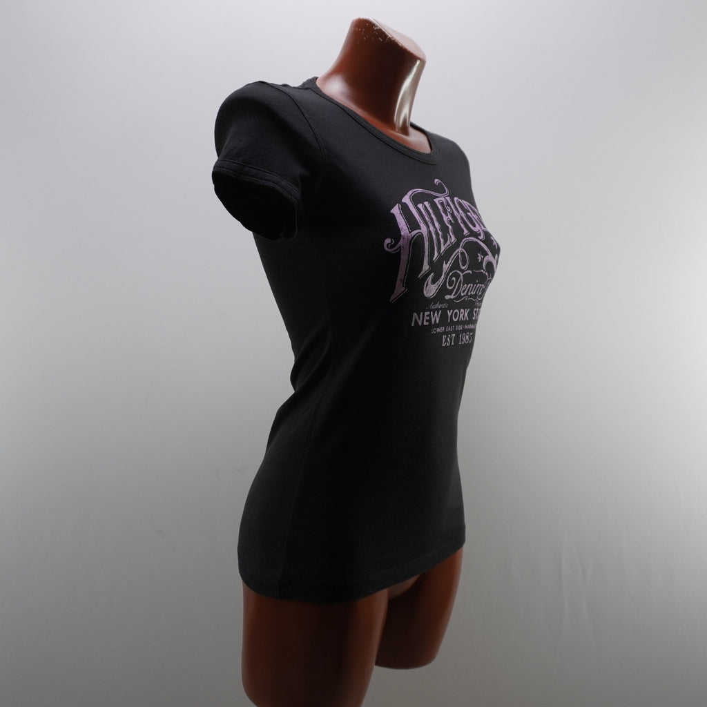 Camiseta de Manga Corta Tommy Hilfiger para Mujer - Negra, S, Usada en Muy Buen Estado