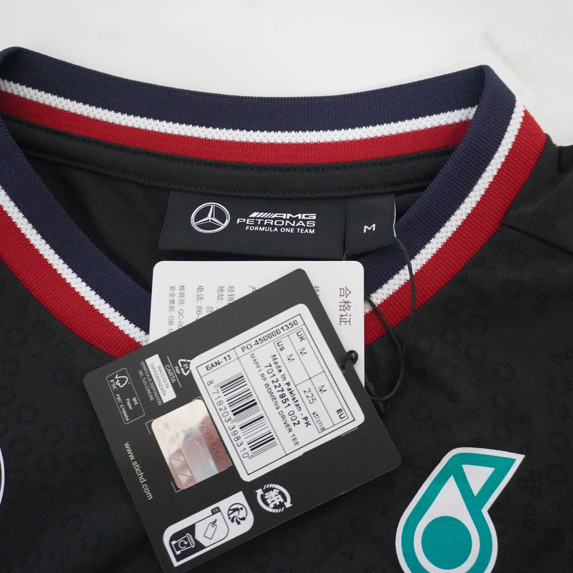 Camiseta de Manga Corta Mercedes para Hombre Usada - Negra, M
