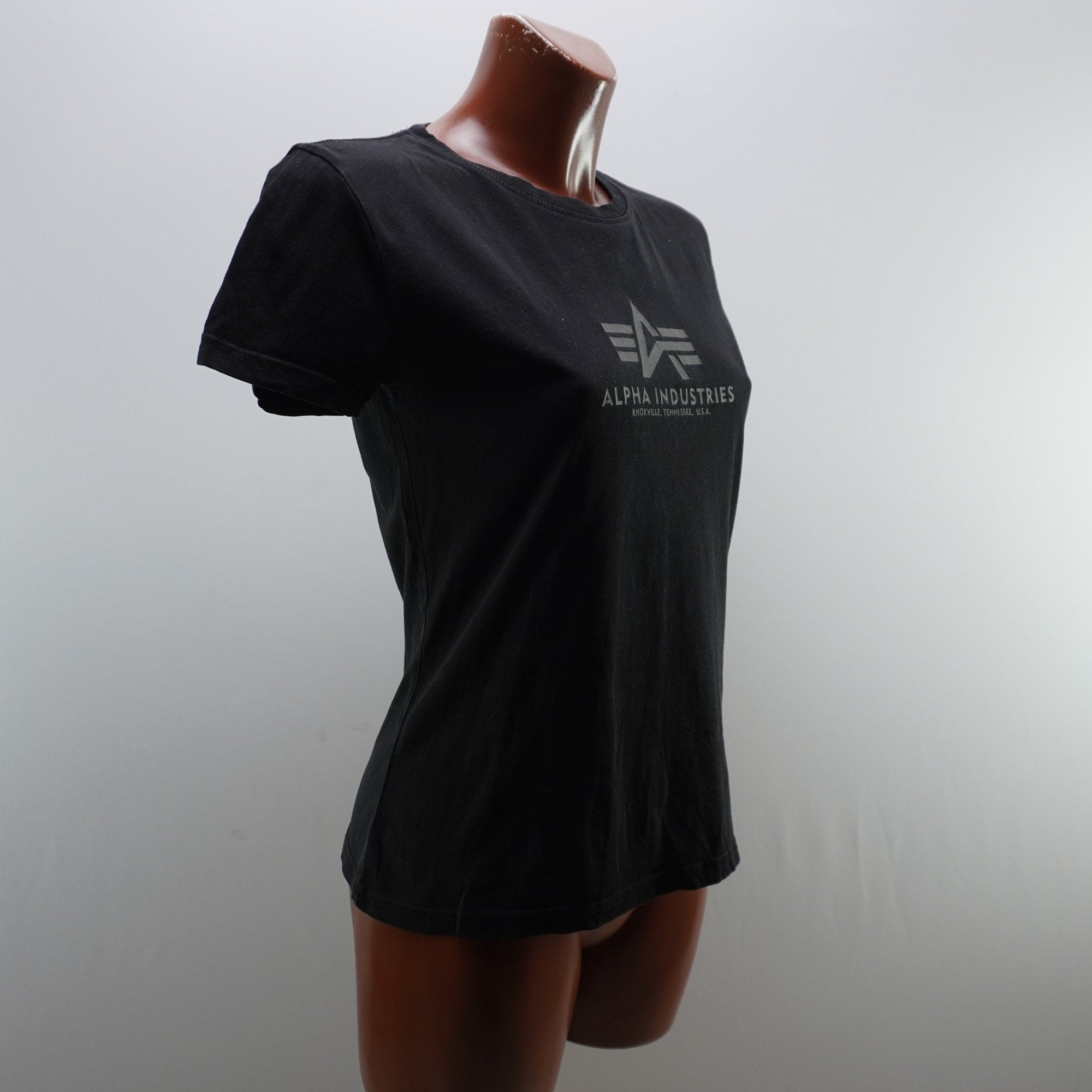 Camiseta de Manga Corta Alpha Industries para Mujer - Negra, S, Usada en Muy Buen Estado