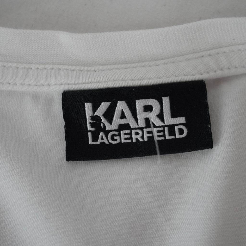 Camiseta de Manga Corta Karl Lagerfeld para Hombre - Blanco, XXL, Usada en Muy Buen Estado