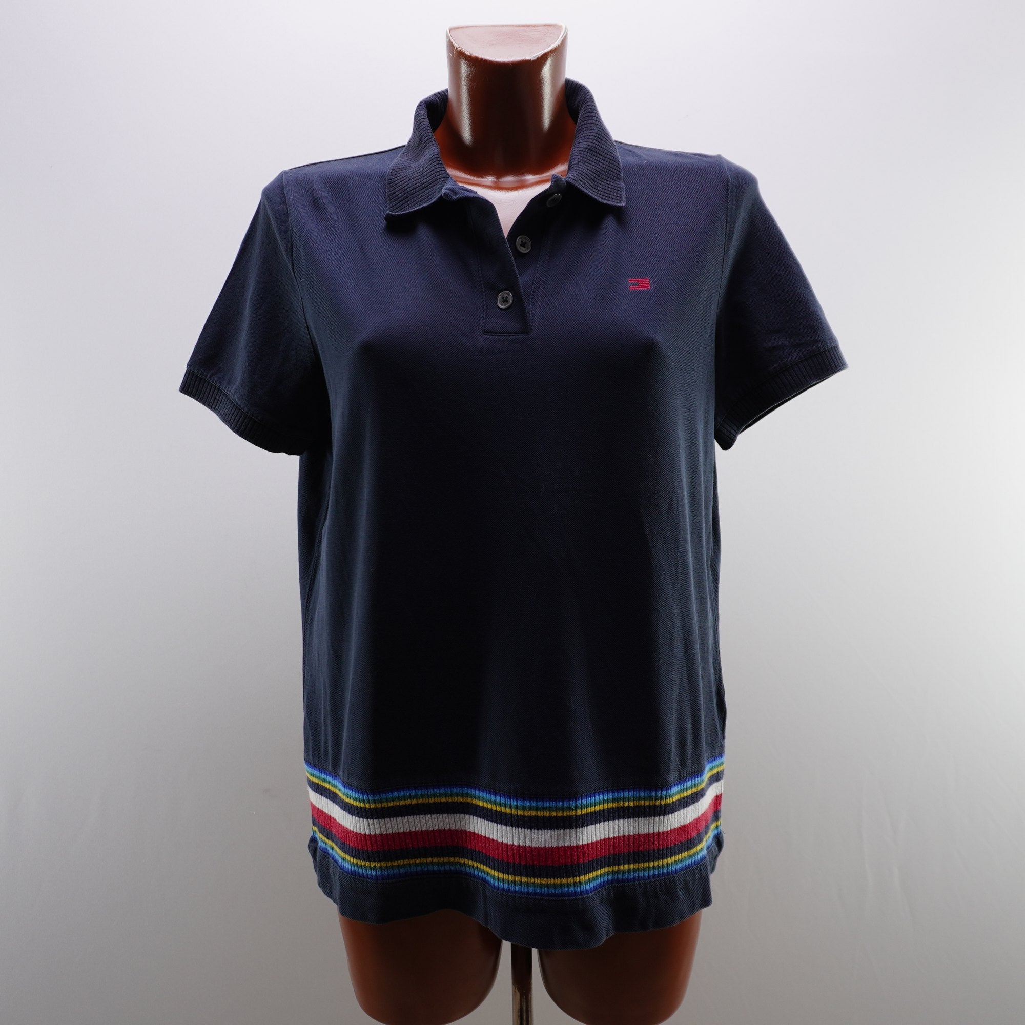 Camiseta de Manga Corta Tommy Hilfiger para Mujer Usada - Azul Marino, XL