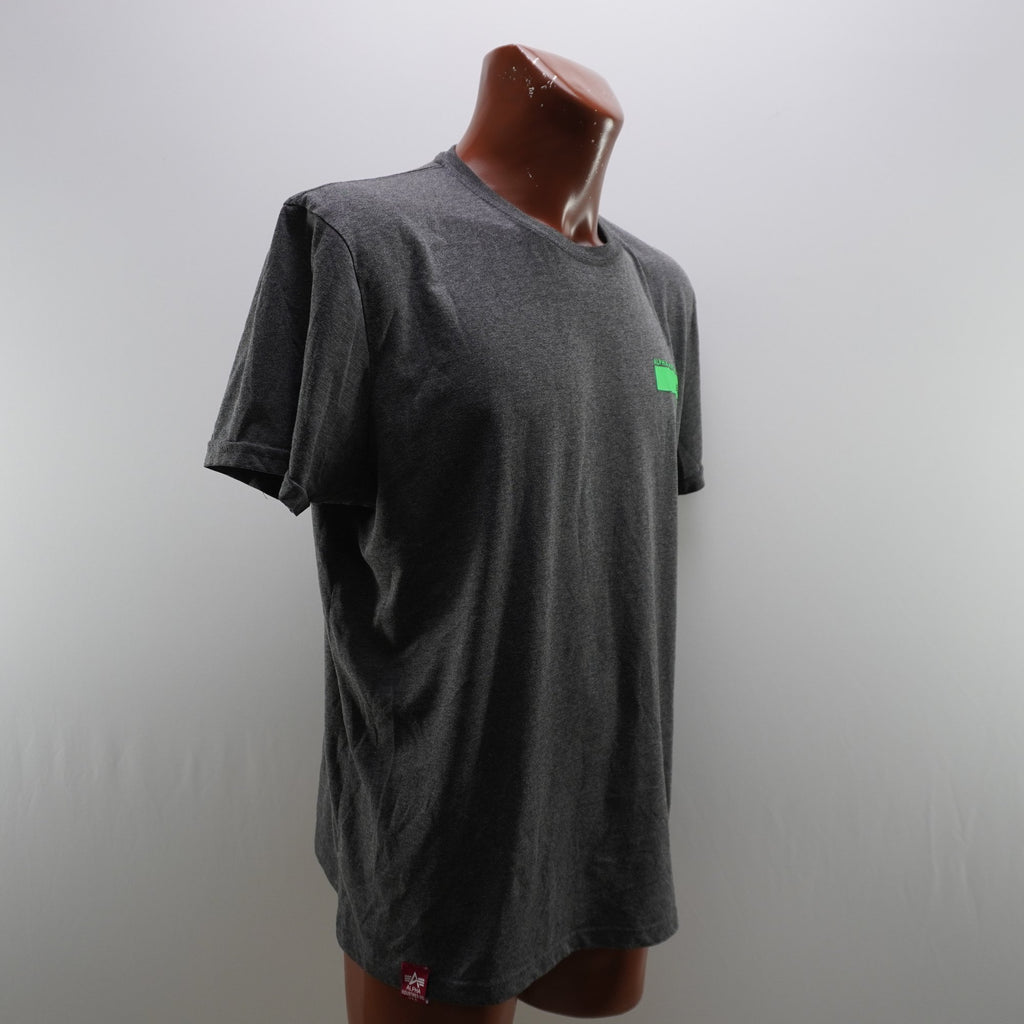 Camiseta de Manga Corta Alpha Industries para Hombre Usada - Gris, XXL