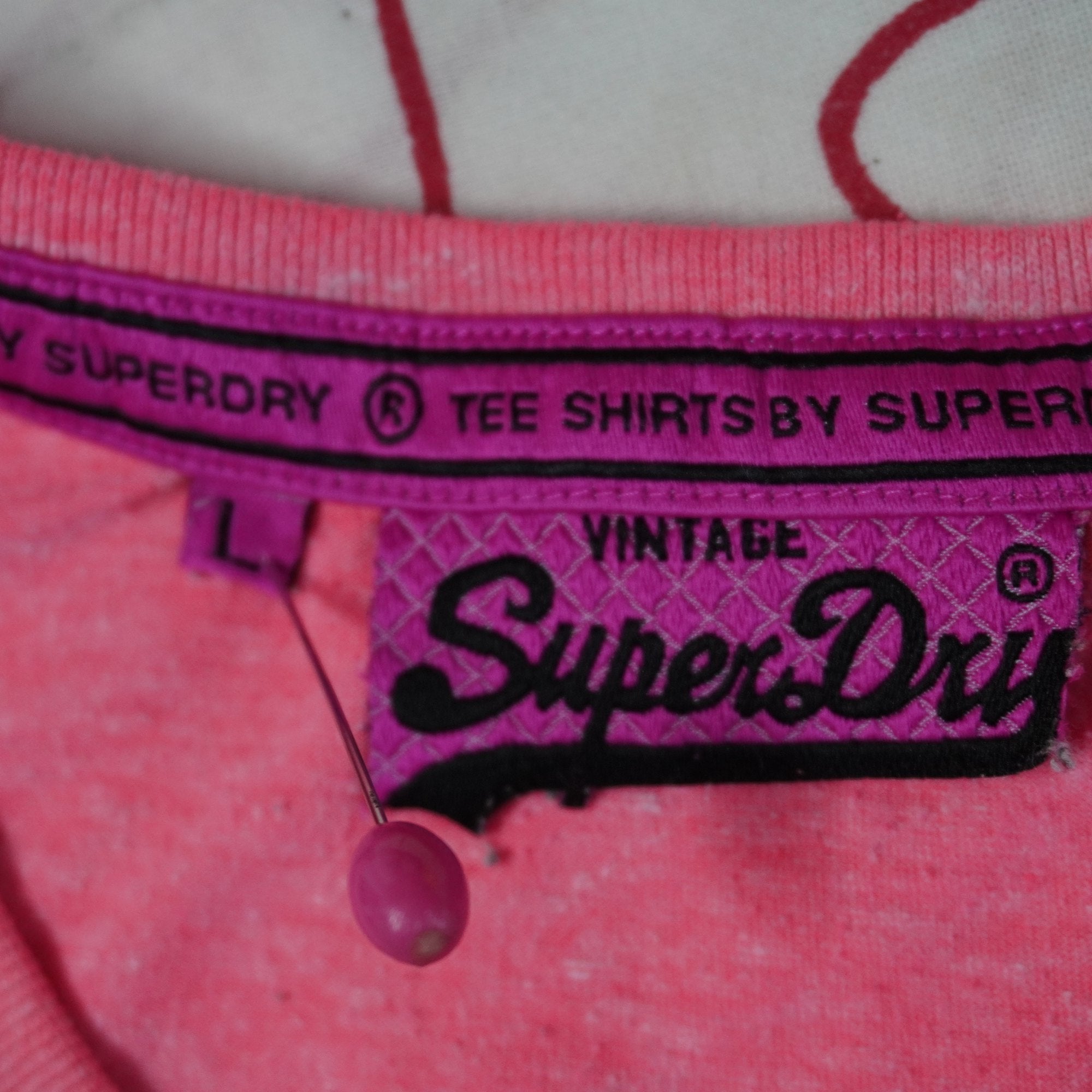 Camiseta de Manga Corta Superdry para Mujer - Rosa, L (Usada en Muy Buen Estado)