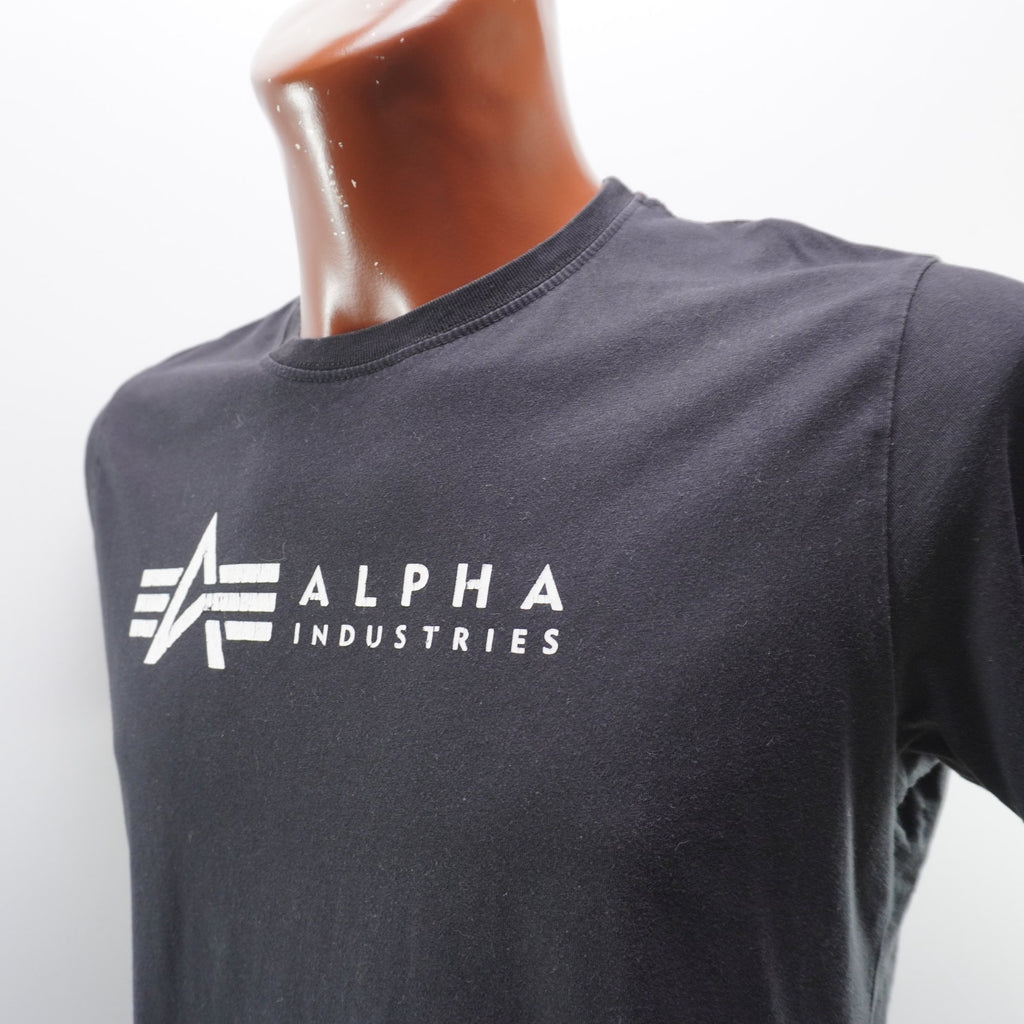 Camiseta de Manga Corta Alpha Industries para Hombre - Negra, M, Usada en Muy Buen Estado