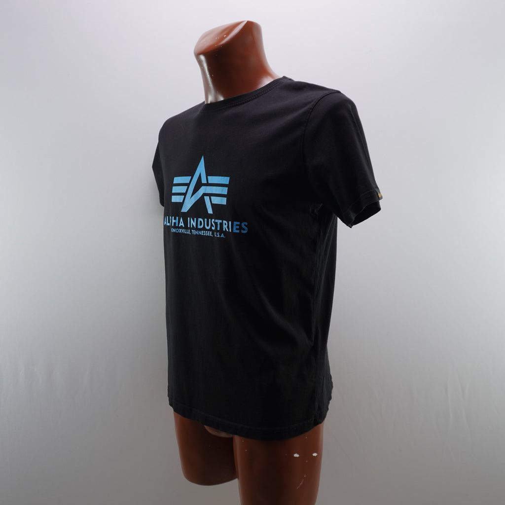 Camiseta de Manga Corta Alpha Industries para Hombre Usada - Negra, Mediana
