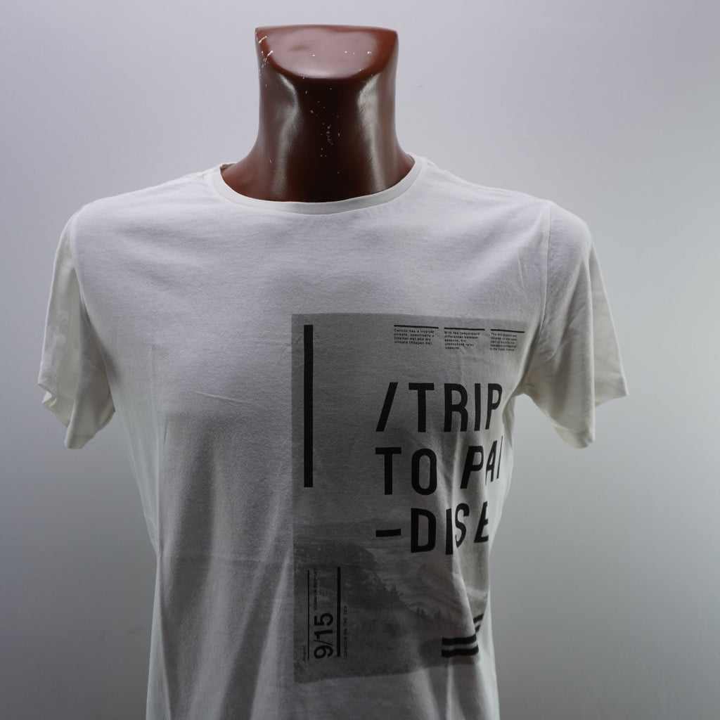 Camiseta de Manga Corta Mango para Hombre Usada - Blanca, S