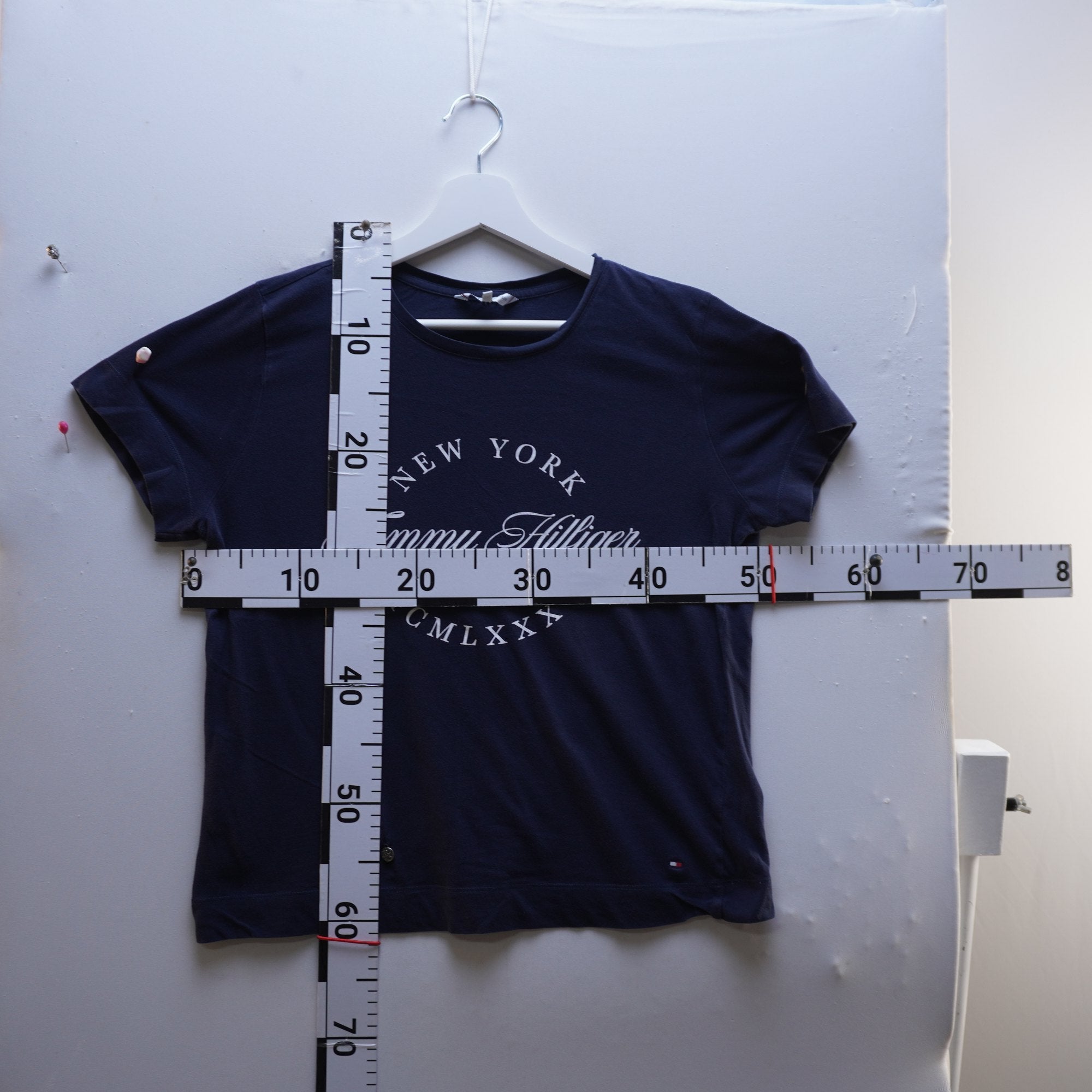 Camiseta de Manga Corta Tommy Hilfiger para Mujer Usada - Azul Marino, L