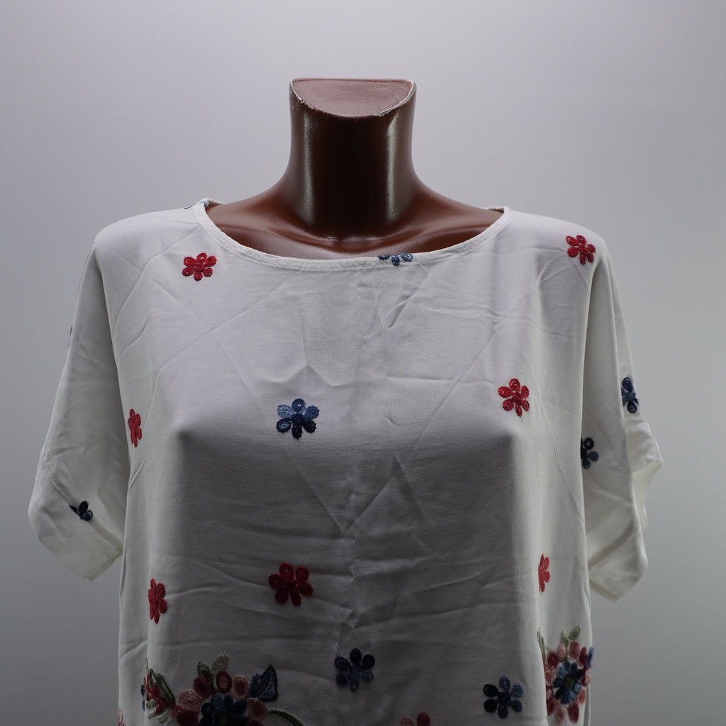 Camiseta de Manga Corta Italian Style para Mujer - Blanco, L, Usada en Muy Buen Estado