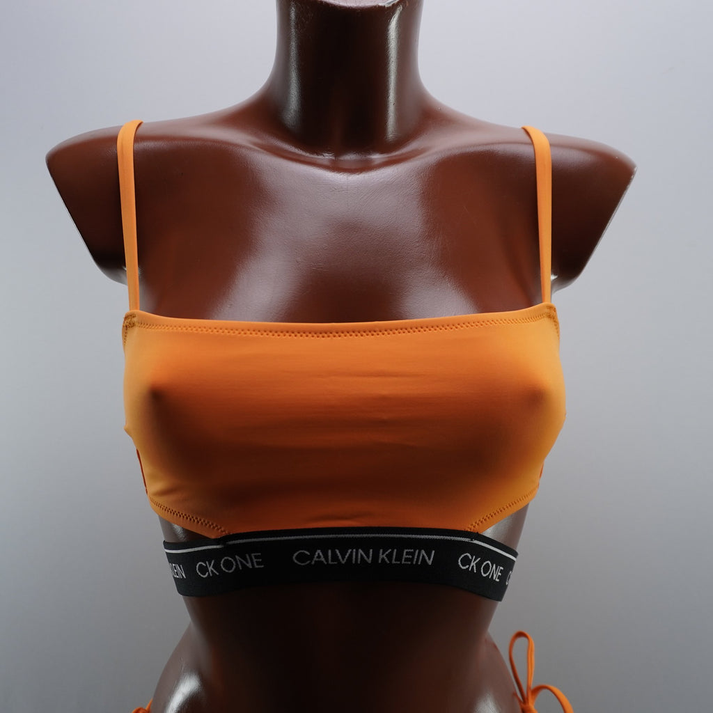 Parte Superior de Traje de Baño Calvin Klein para Mujer Usada - Naranja, S