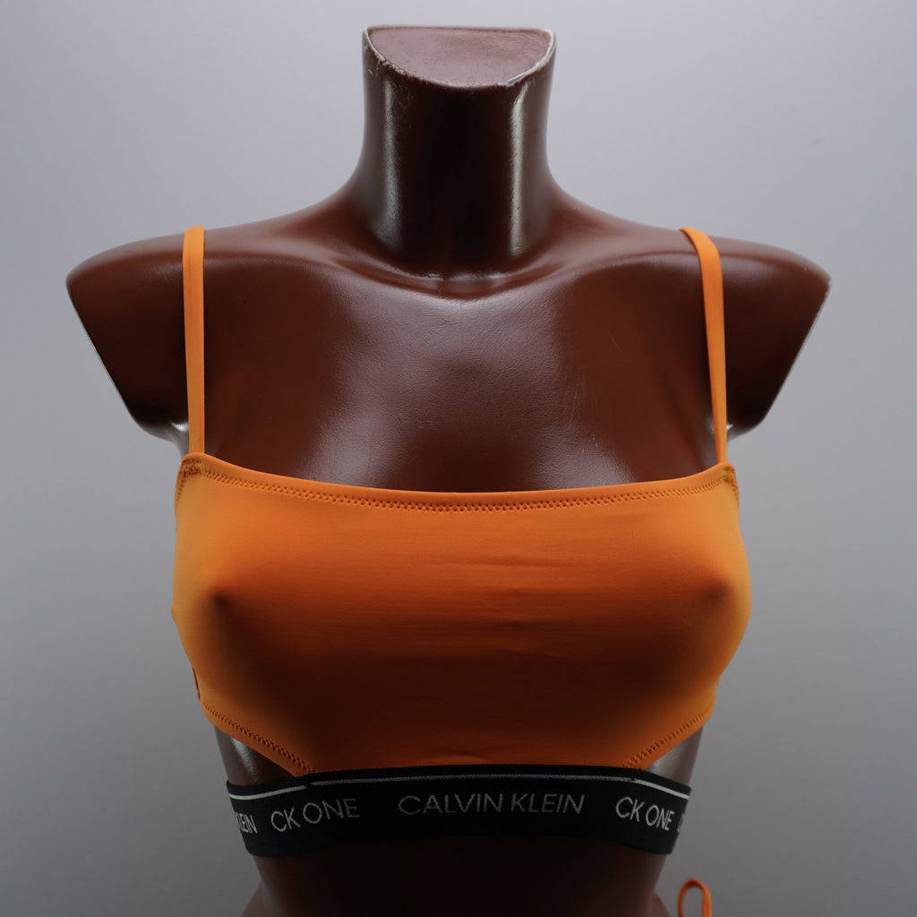 Parte Superior de Traje de Baño Calvin Klein para Mujer Usada - Naranja, S