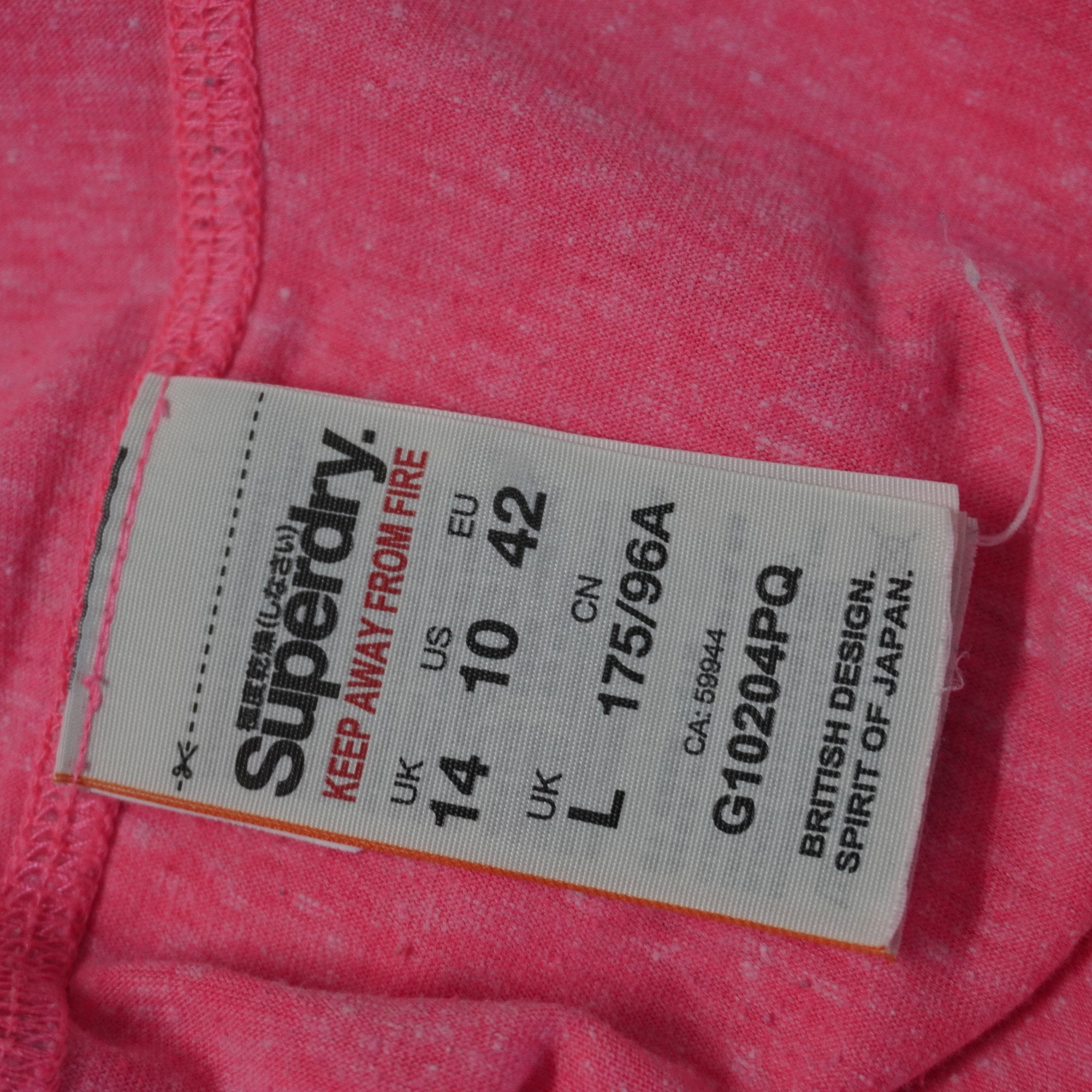 Camiseta de Manga Corta Superdry para Mujer - Rosa, L (Usada en Muy Buen Estado)