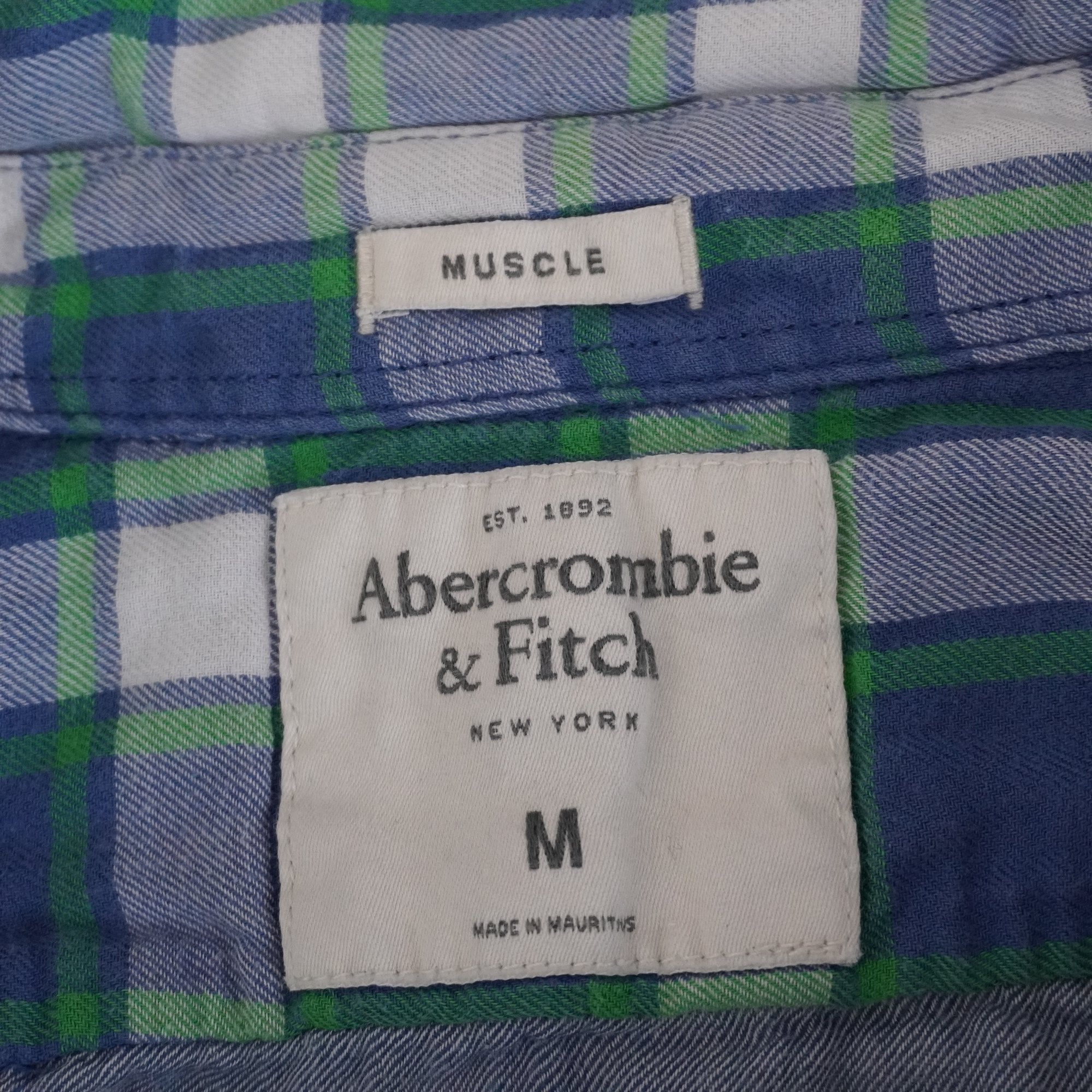 Camisa Abercrombie & Fitch para Hombre Usada - Verde a Cuadros, Largo