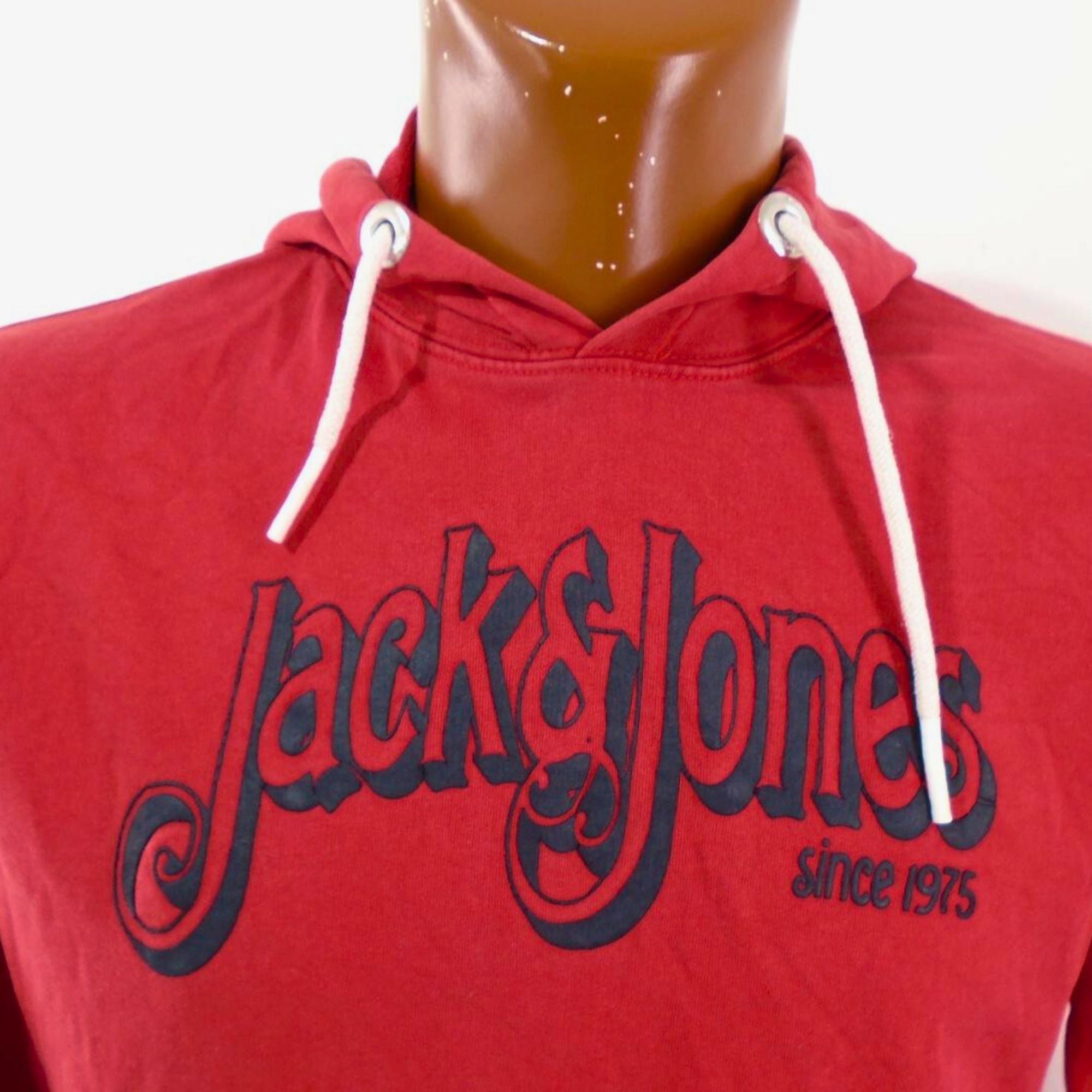 Eye-Catching Men's Jack & Jones Hoodie in Red, Size L - Used, Good Condition