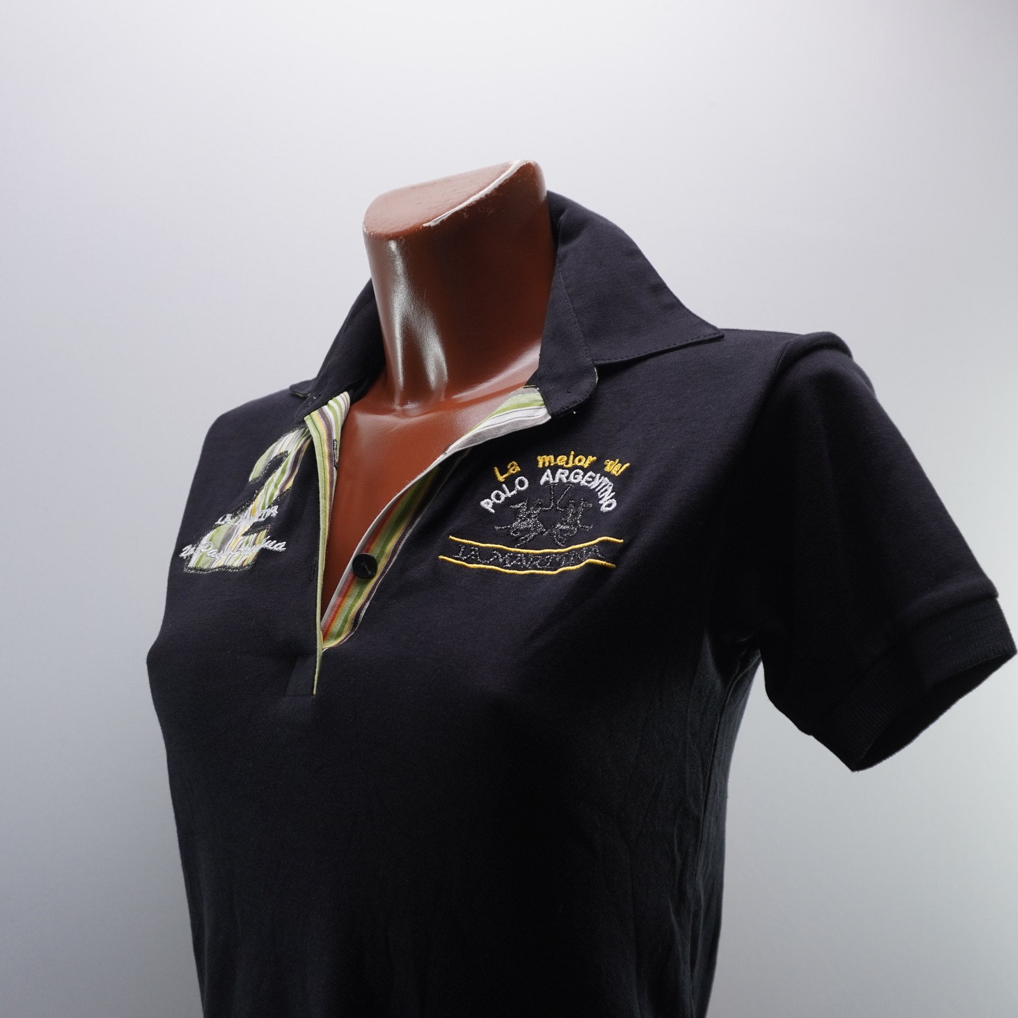 Camiseta de Manga Corta La Martina para Mujer Usada - Negro, XXL
