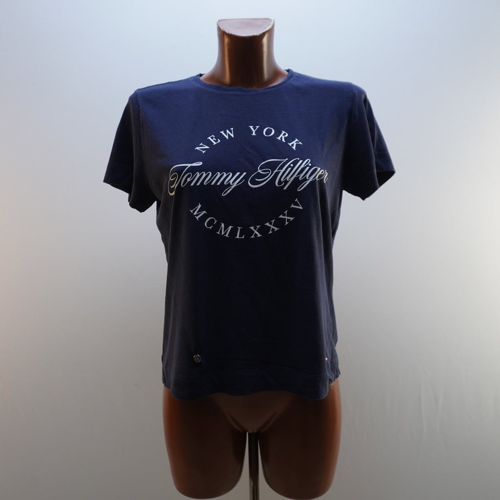 Camiseta de Manga Corta Tommy Hilfiger para Mujer Usada - Azul Marino, L