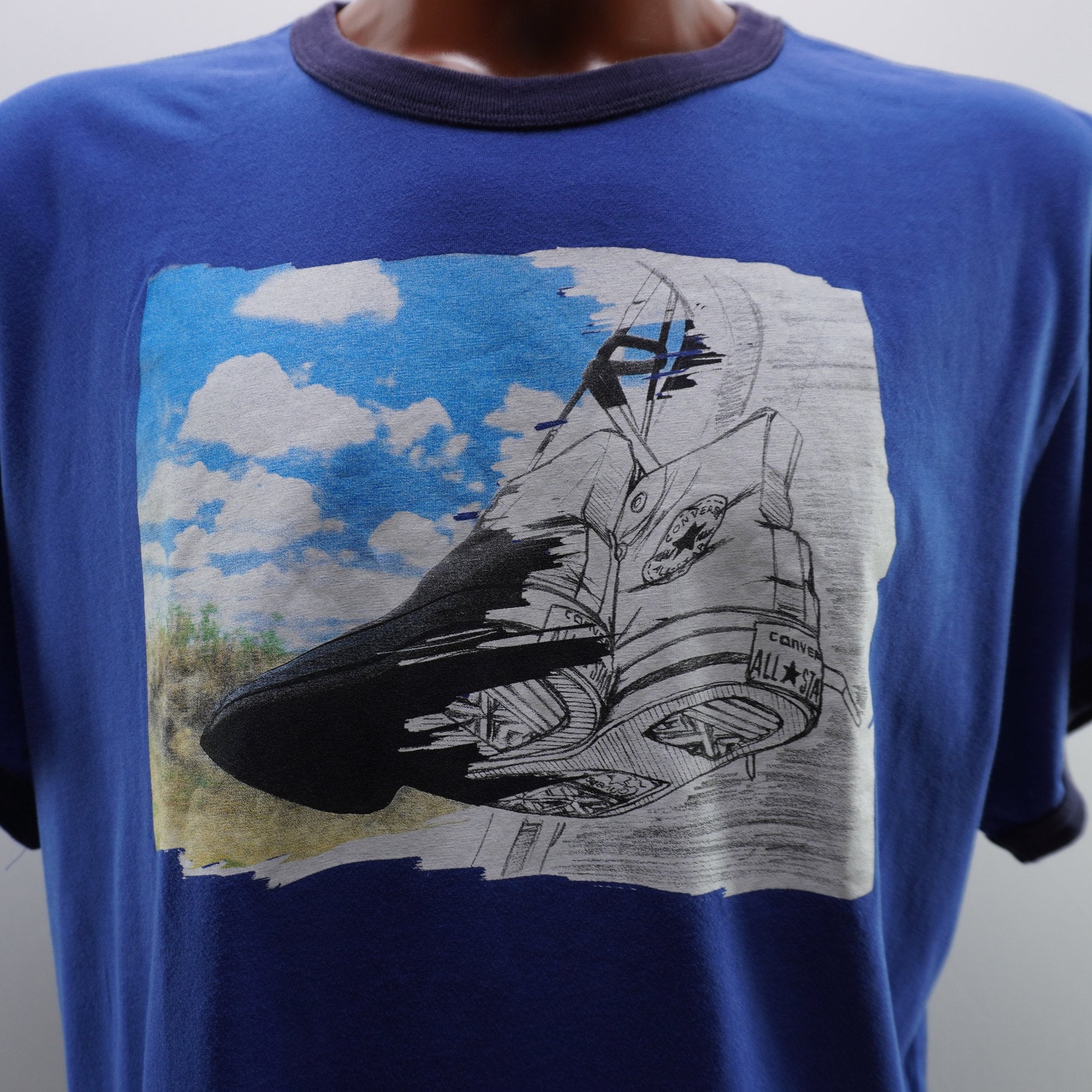 Camiseta de Manga Corta Converse para Hombre Usada - Azul, XL