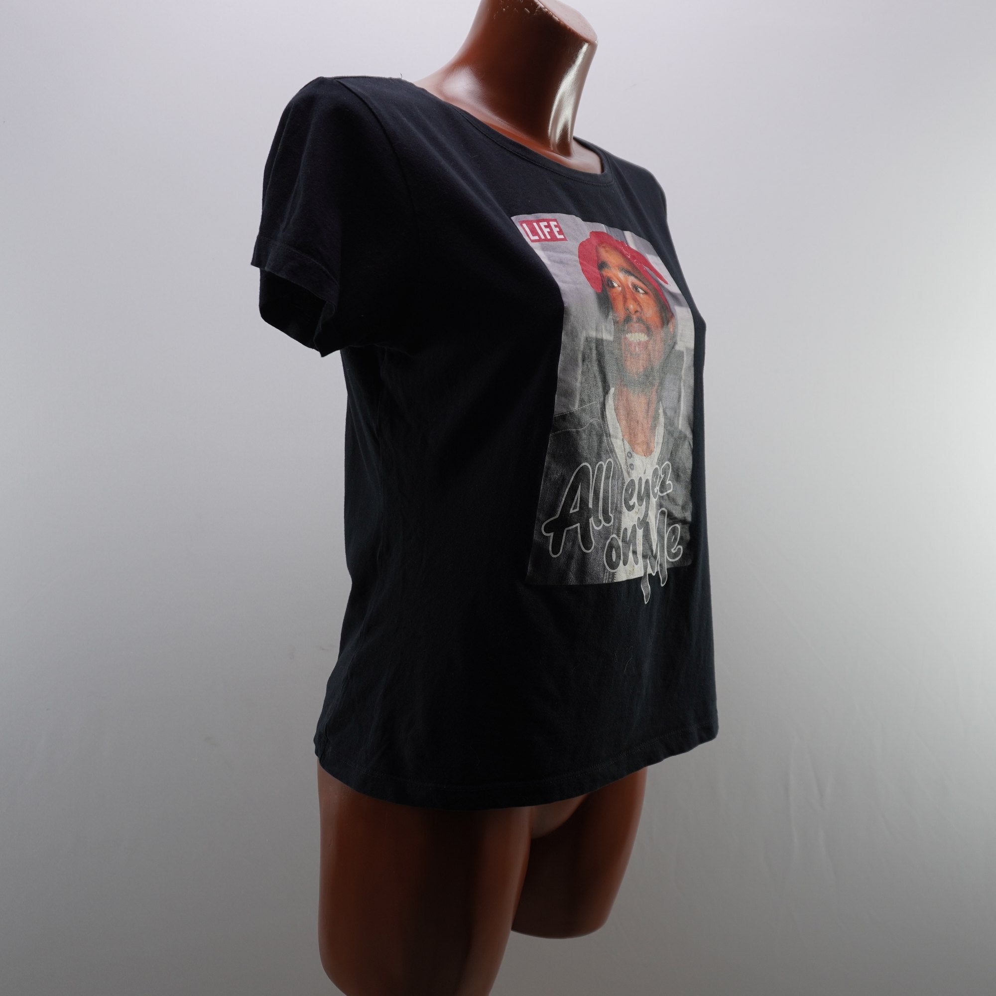 Camiseta de Manga Corta Life para Mujer Usada - Negro, L