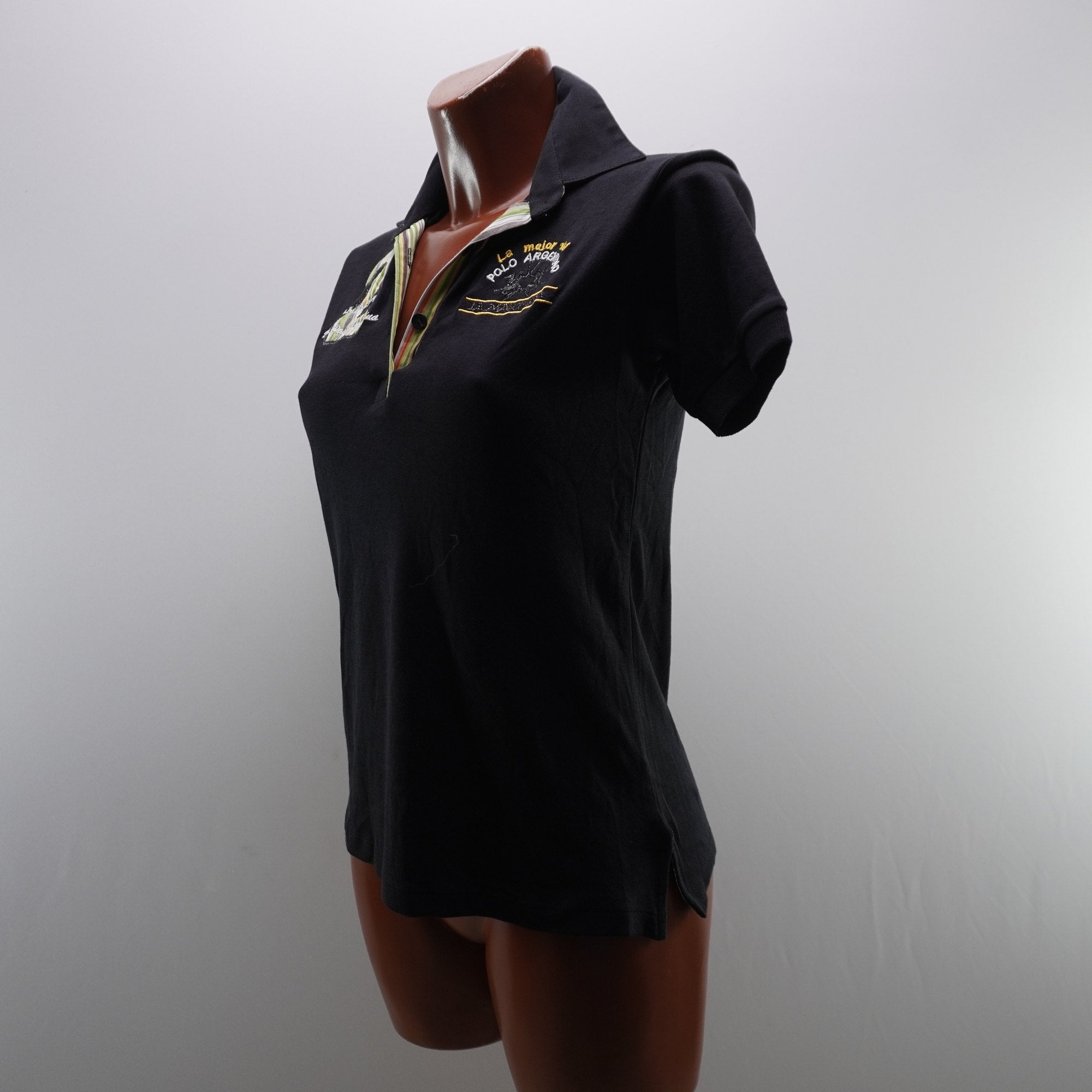 Camiseta de Manga Corta La Martina para Mujer Usada - Negro, XXL
